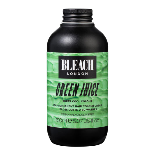 Bleach London Green Juice Semi-Permanent Hair Colour Cream - Pale Green, Vegan, Cruelty Free, Vibrant Temporary Dye 150 ml