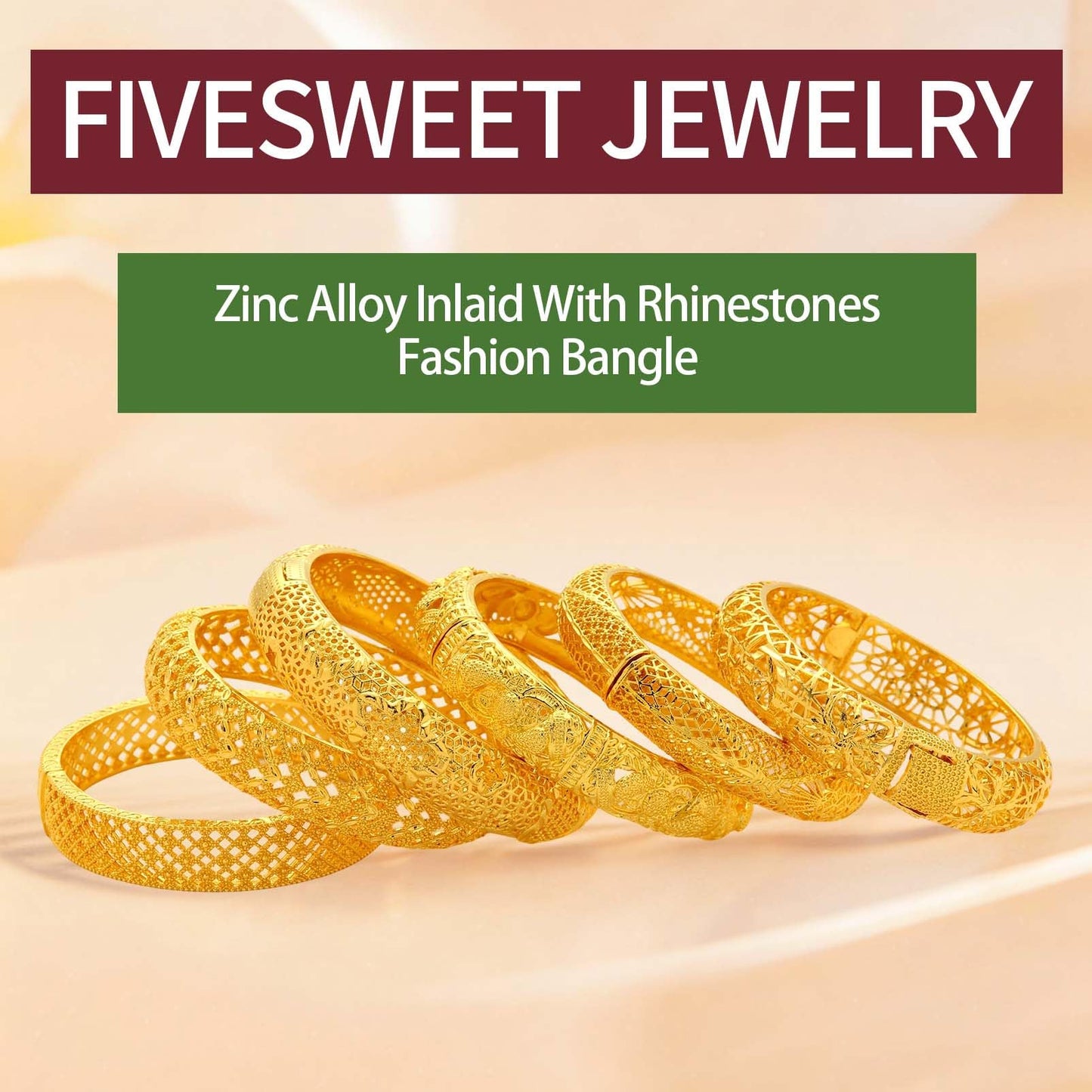 FIVESWEET 18K Gold Plated Women's Bangle Bracelet Set - Stackable Bulk Bracelets with Hollow Out Carving, Geometric Pattern, Flower & Butterfly Designs, Minimalist Stylish Elegant, Tarnish & Oxidation Resistant, Gift for Her Girlfriend Wife Mom Sister Lov