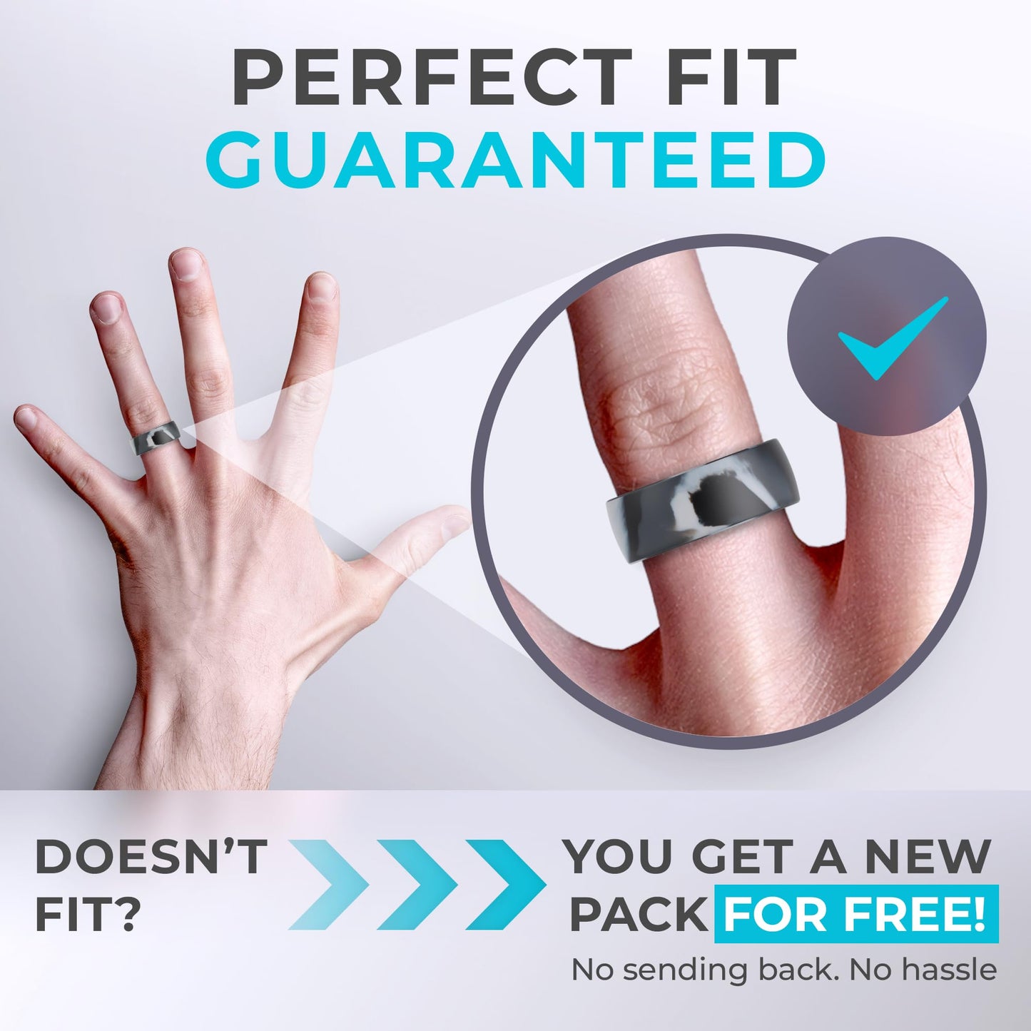 ThunderFit Men's Patterned Silicone Rings, 8mm Wide 2.2mm Thick Rubber Bands,Variety Multipack 1,4,7
