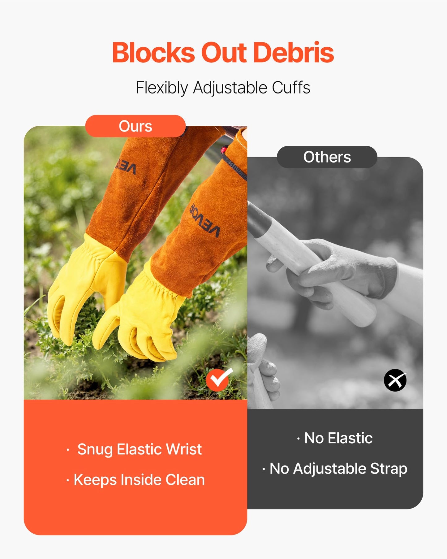 VEVOR Gardening Gloves, Thorn Proof & Puncture Resistant Garden Gloves with Elastic Cuff, 17.5 in Long-Sleeve Glove Rose Pruning Glove for Men & Women Weeding Digging Planting, Size M