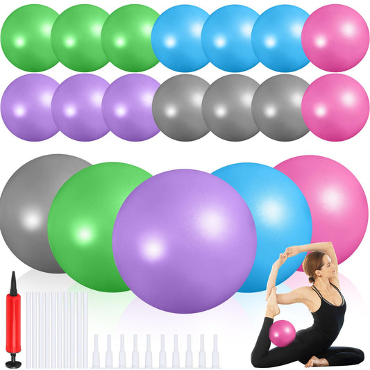 Sotiff 20 Pcs Small Exercise Pilates Ball Bulk 9 Inch Mini Yoga Ball Anti Burst and Slip for Stability Fitness Physical Therapy Stretching & Core Workout at Home Gym Class(Pink,Purple,Blue,Gray,Green)