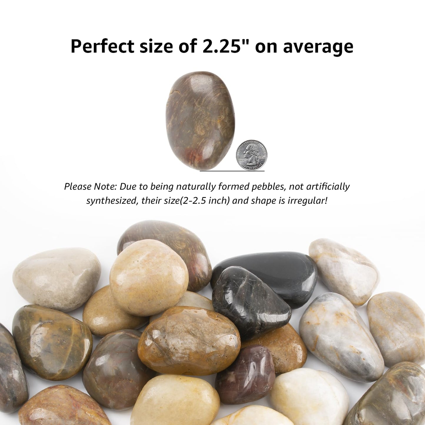 20lbs 2-3 Inch River Rocks, Decorative Mixed Pebbles for Garden Landscaping, Indoor Plants, Fish Tanks, Vases, and Succulents – Ideal for Home Decoration and Outdoor Gardens (Mixed, Weight: 20 LB)
