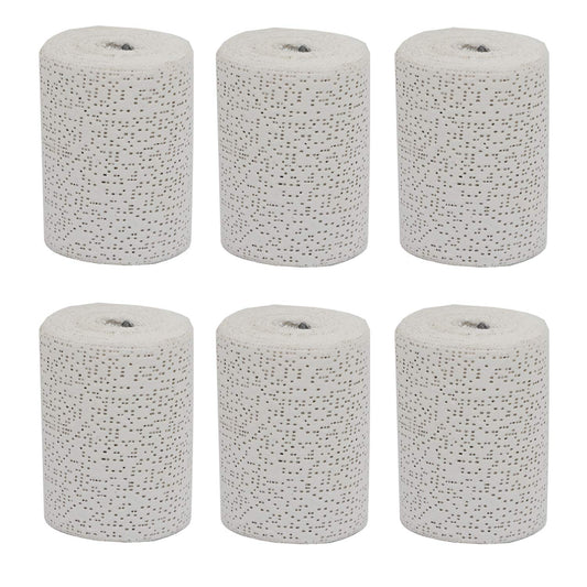 6 Pack White Plaster Cloth Gauze Bandages Rolls for Art Project, Belly Cast, Mask Making, Sculptures, Body Casts, Craft Projects, Scenery Construction - Each Roll 4 inch x 15 feet (Total 90ft Long)
