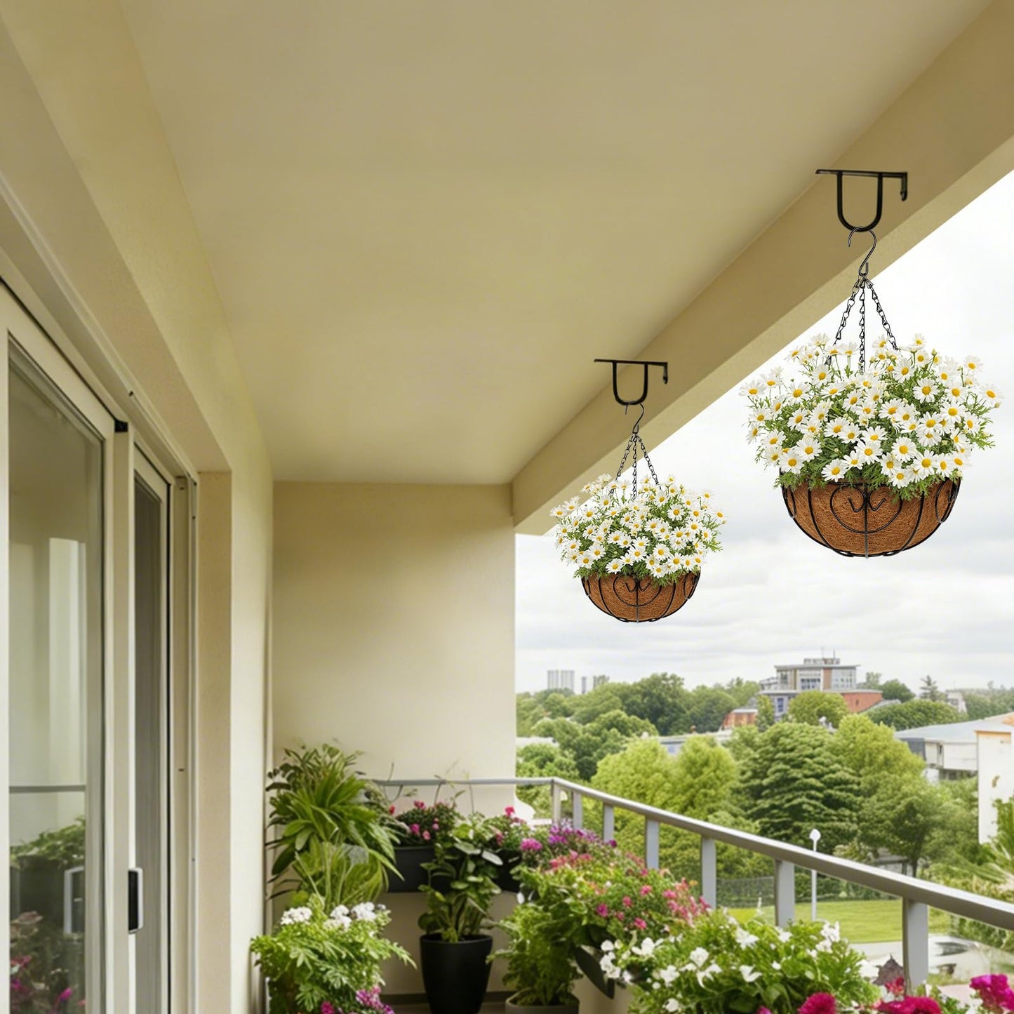 Nature Crafted 10 inch Metal Hanging Baskets for Plants Outdoor, 2 Pack Metal Wire Hanging Basket Planter with Coco Liner Flower Pots for Indoor Outdoor Garden Porch Patio, Heart-Shaped