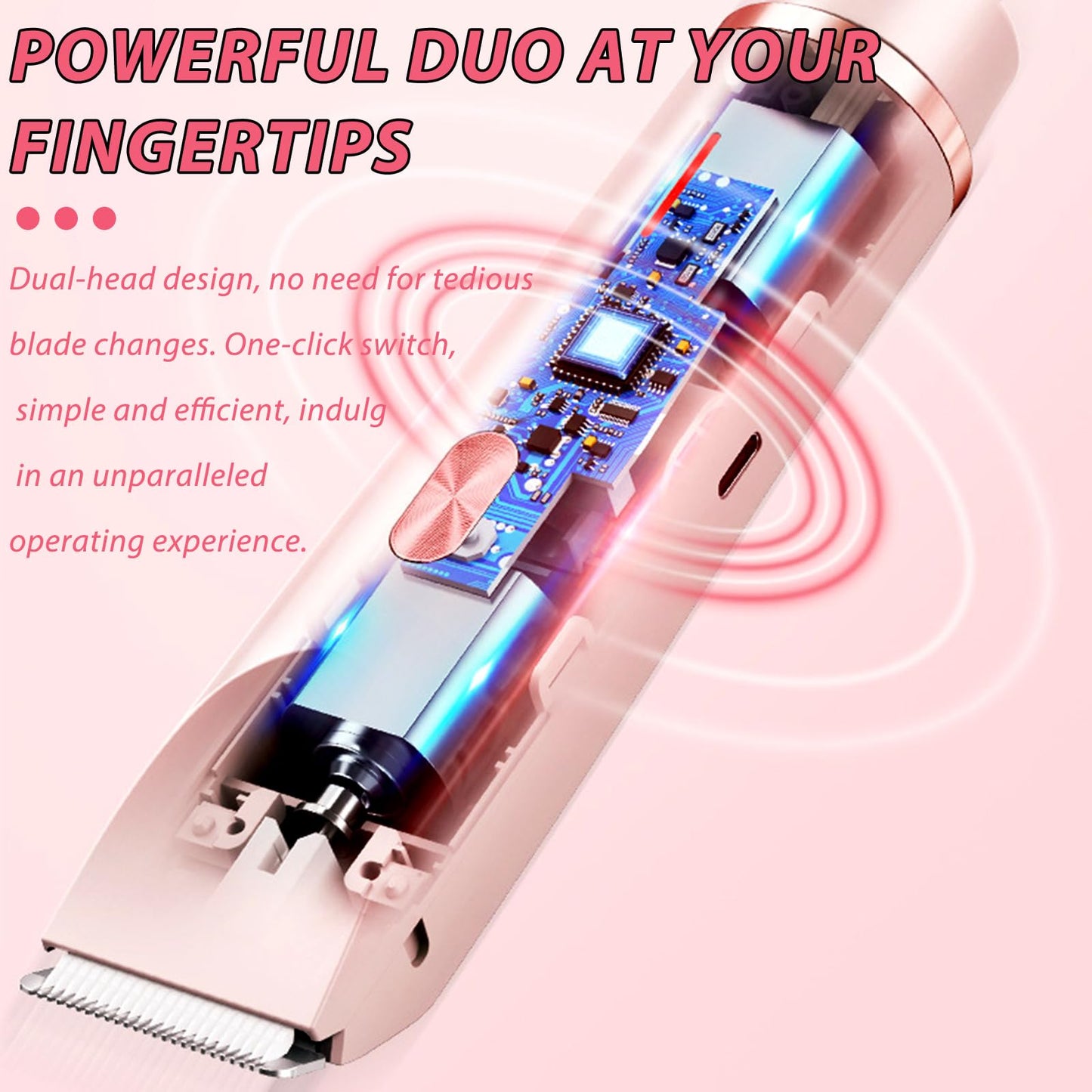 2 in 1 Dual Head Bikini Trimmer Women Electric Shaver,Waterproof Wet & Dry Use Body Hair Trimmer and Facial Hair Remover for Bikini Underarm Leg Arm Body Face (Purple)