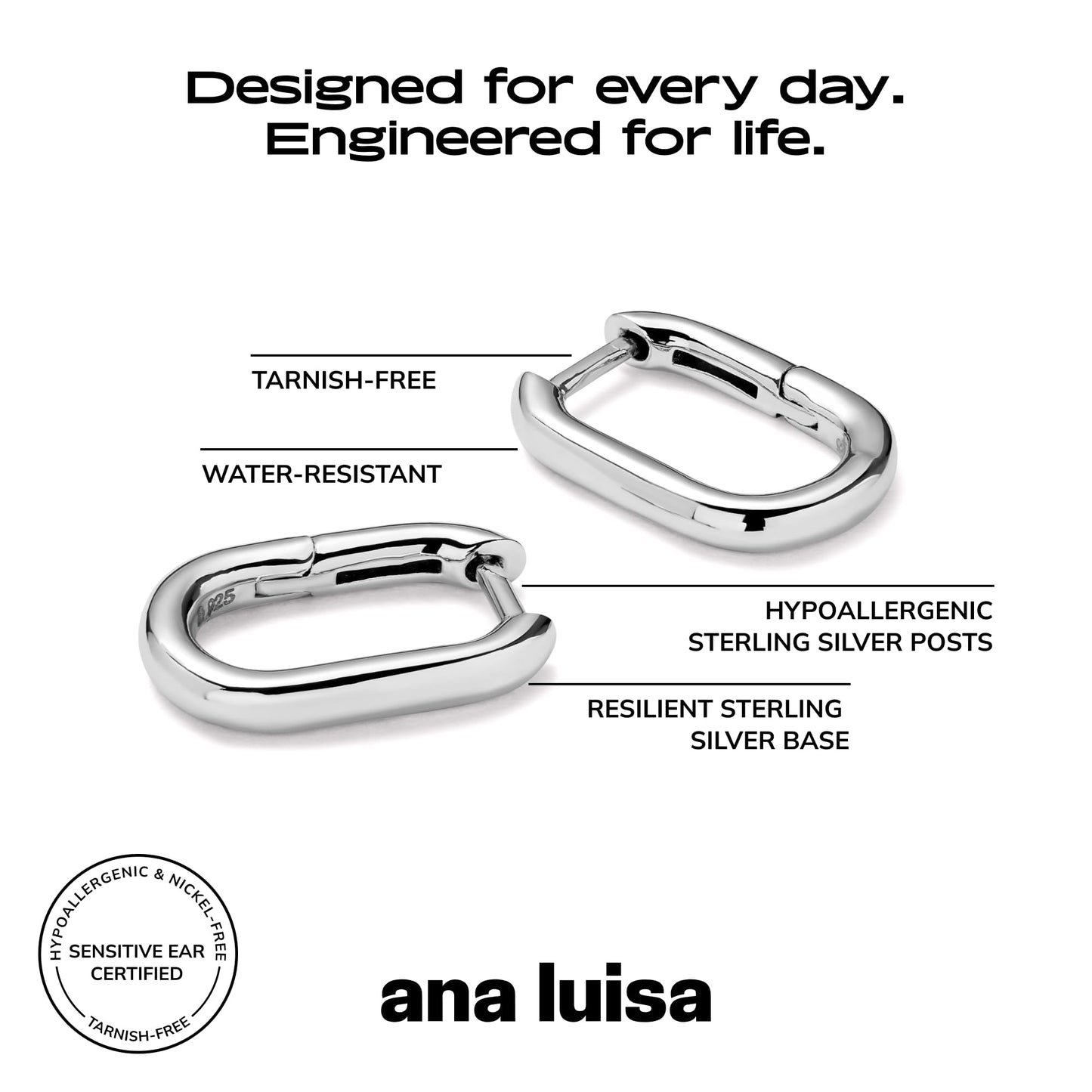 Ana Luisa Rox Earrings Collection - Chic 14K Gold Plated & Rhodium Silver Hoops in Small & Mini Sizes | Hypoallergenic | Water-Resistant | Tarnish-Free | Crafted in 100% Recycled Sterling Silver