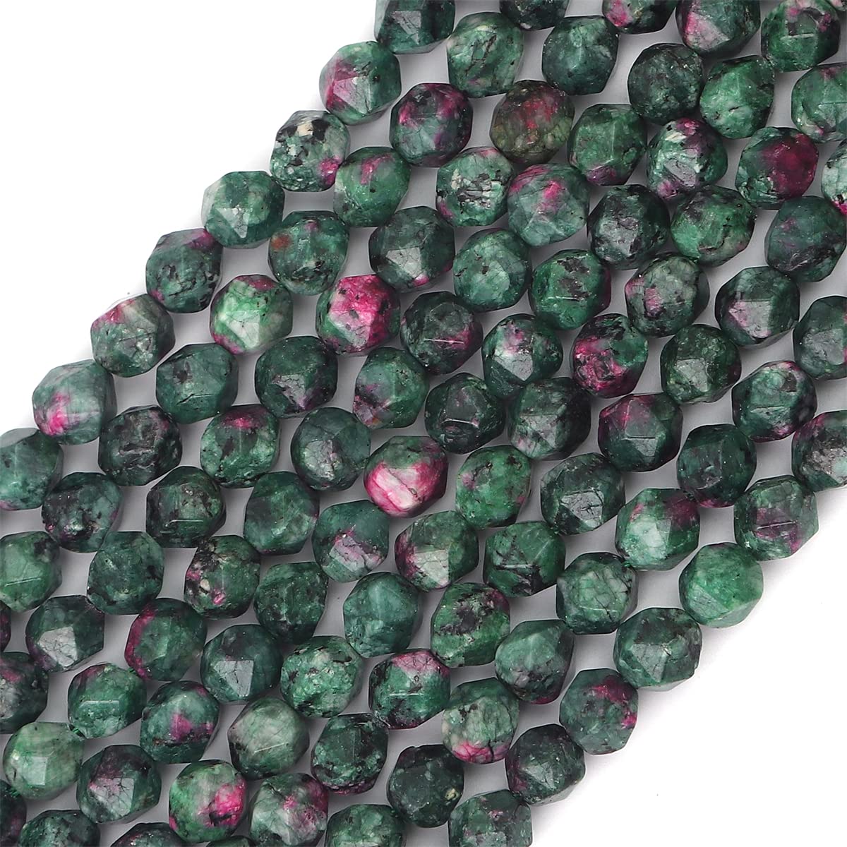 BEADIA Faceted Natural Zoisite Stone Round Beads 8mm 36cm/Strand for Jewelry Making