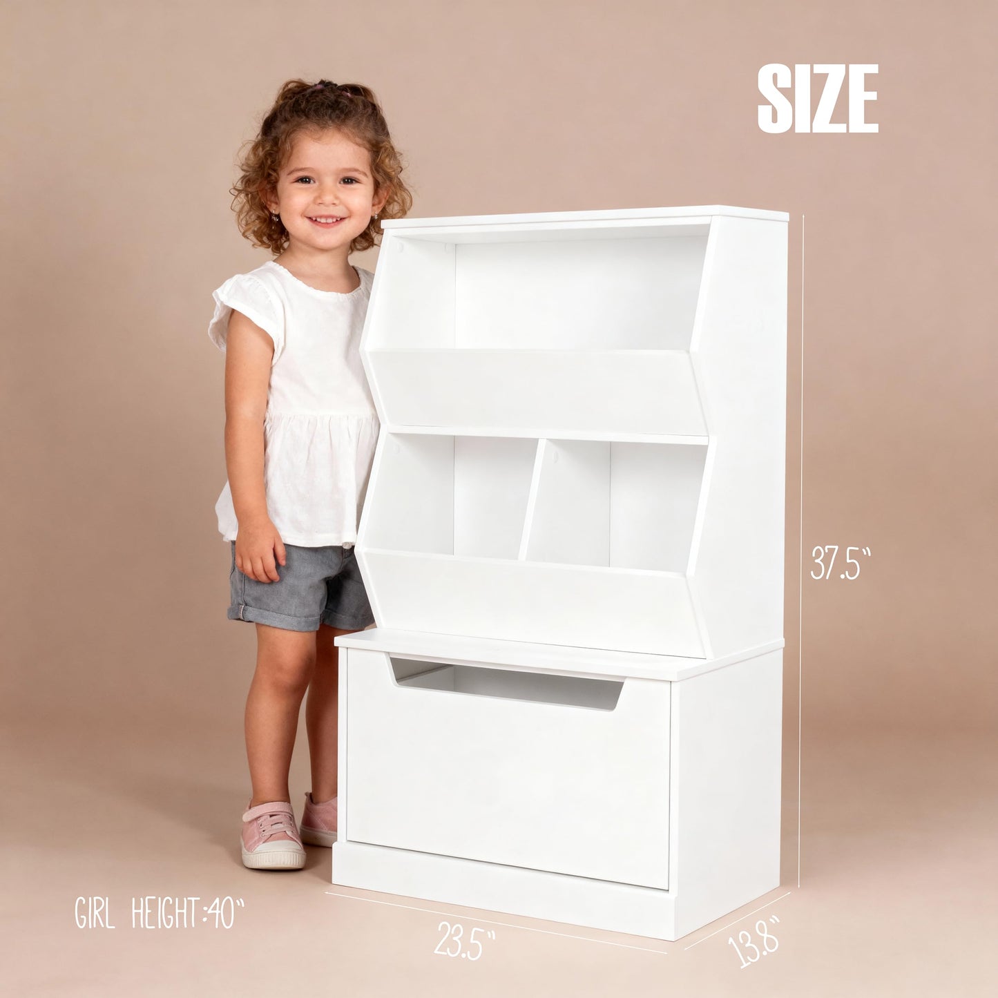 UTEX Kids Toy Storage Organizer, Bookshelf for Kids and Bookcase with Drawer, Children Open Storage Cubby for Playroom Nursery White