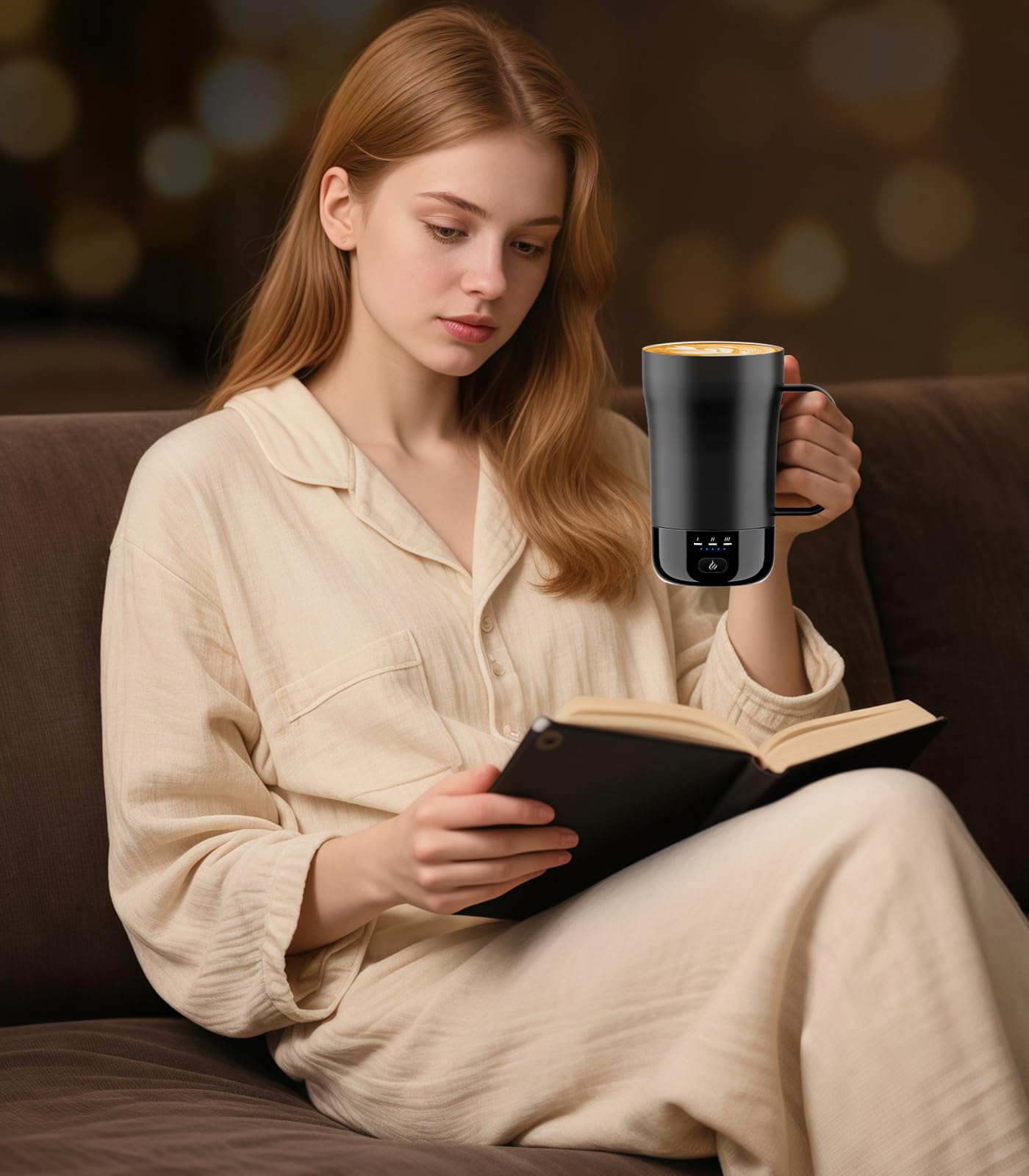 Self-Heating Coffee Mug, 14oz Heated Coffee Mug - Rechargeable Temperature Control Coffee Mug Keep Coffee Hot All Day, Smart Mug Great Gift for Coffee Lovers & Slow Sippers