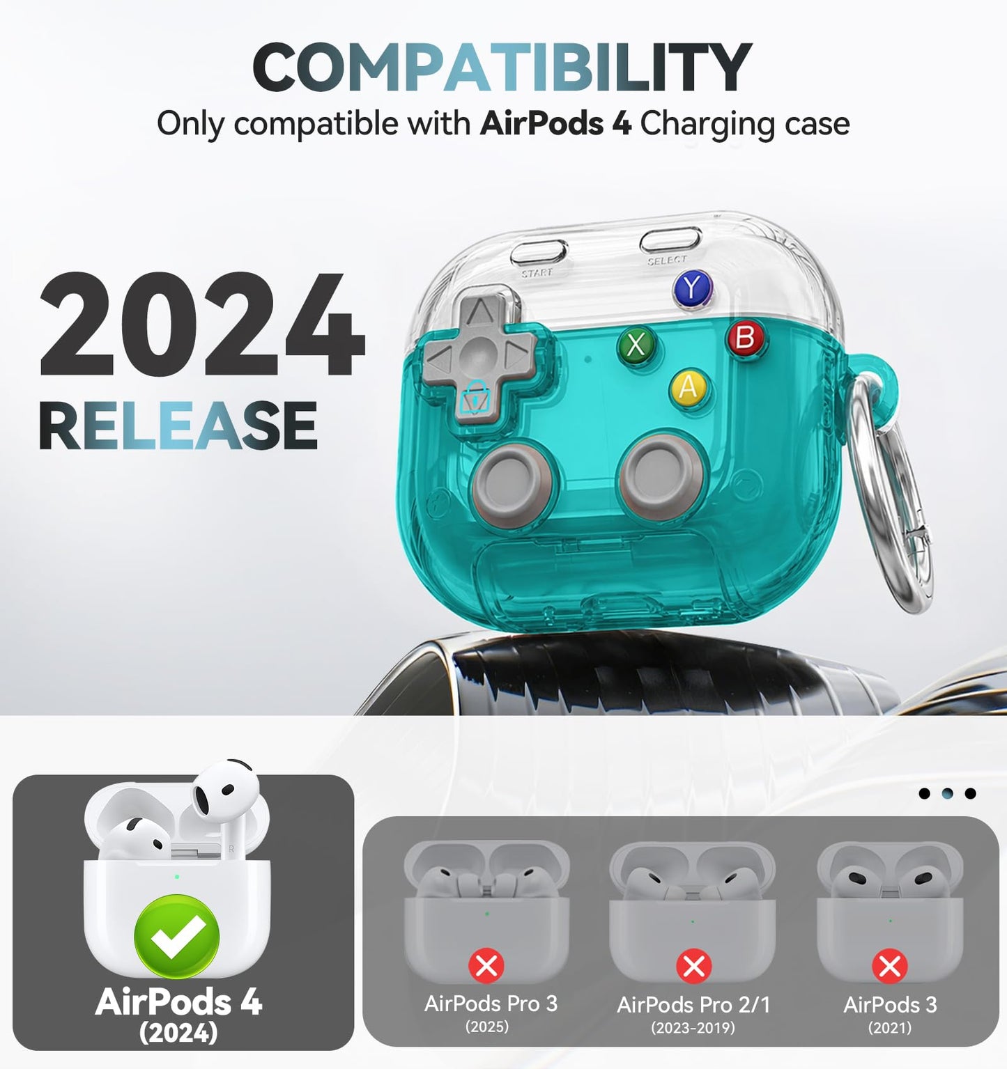for AirPods 4 Case Cover, with Pressable Button, Safety Lock & Phone Stand,Cool Funny Gifts Case for Women Men to Relief Stress,Clear Blue