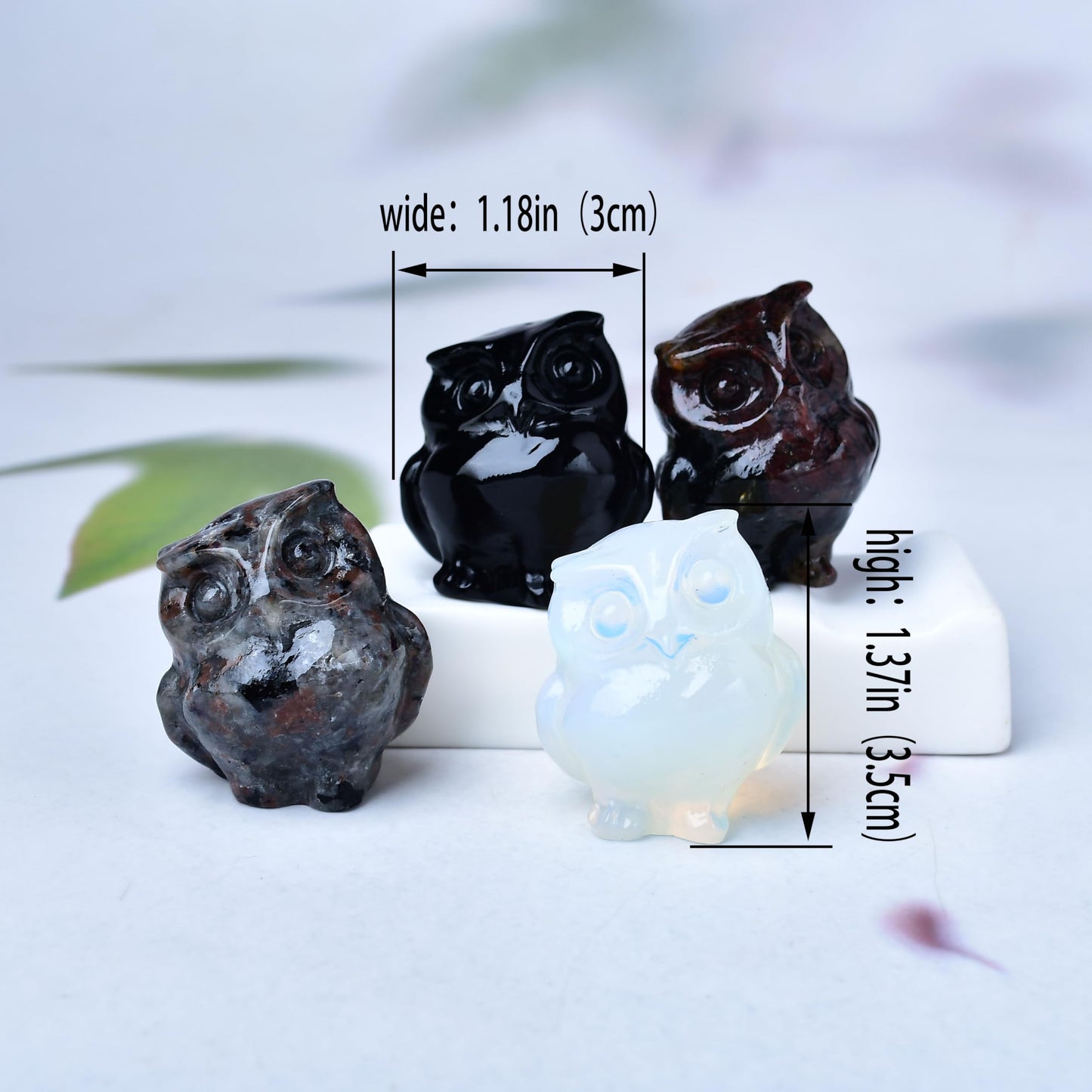 WUYOUSHI Black Obsidian Owl Decor Healing Crystal Statue Polished Gemstone Spiritual Decor for Home & Office Desk Energy Stone Gift for Women, Men (Meditation, Reiki)