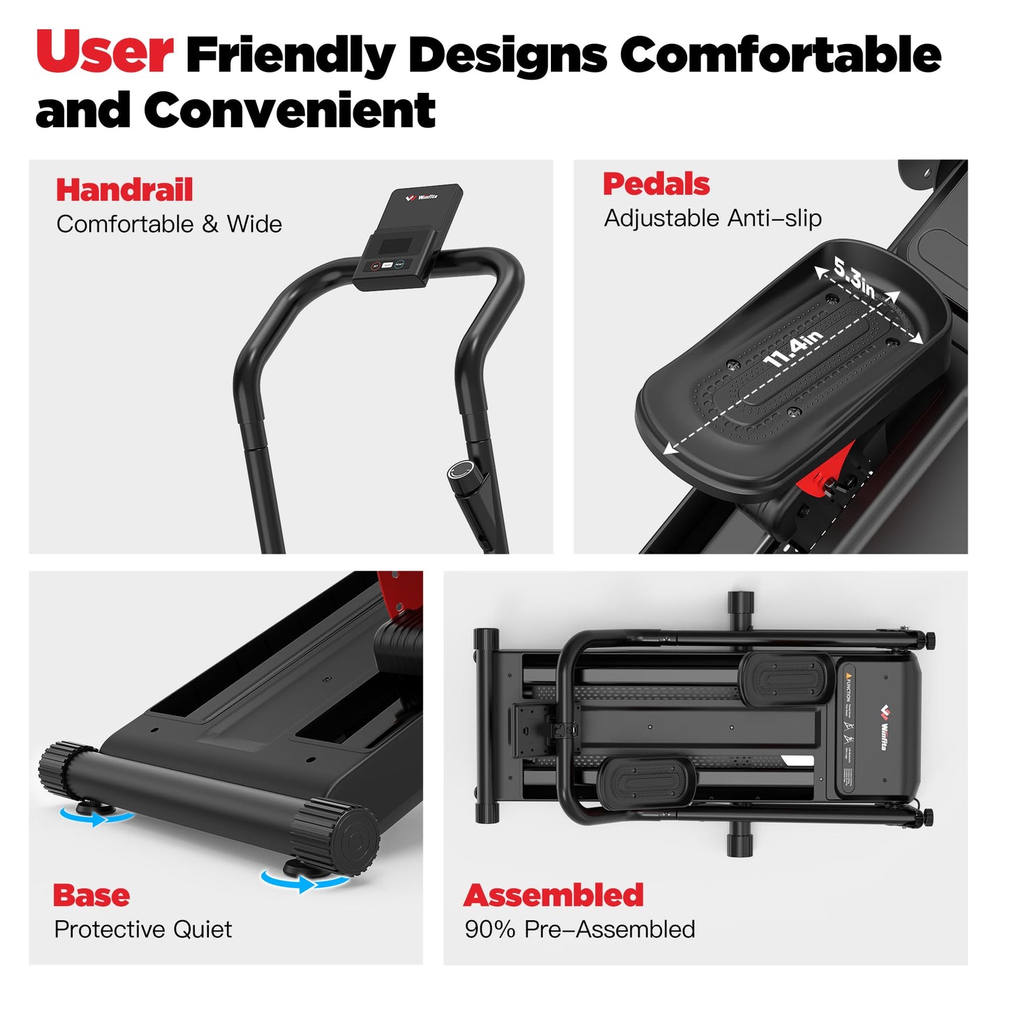 Magnetic Stair Stepper for Home, Folding Stairmaster with Resistance Adjustment, Folding Vertical Climber w/320 LBS Capacity,2 Incline Levels, 12'' Extended Pedal