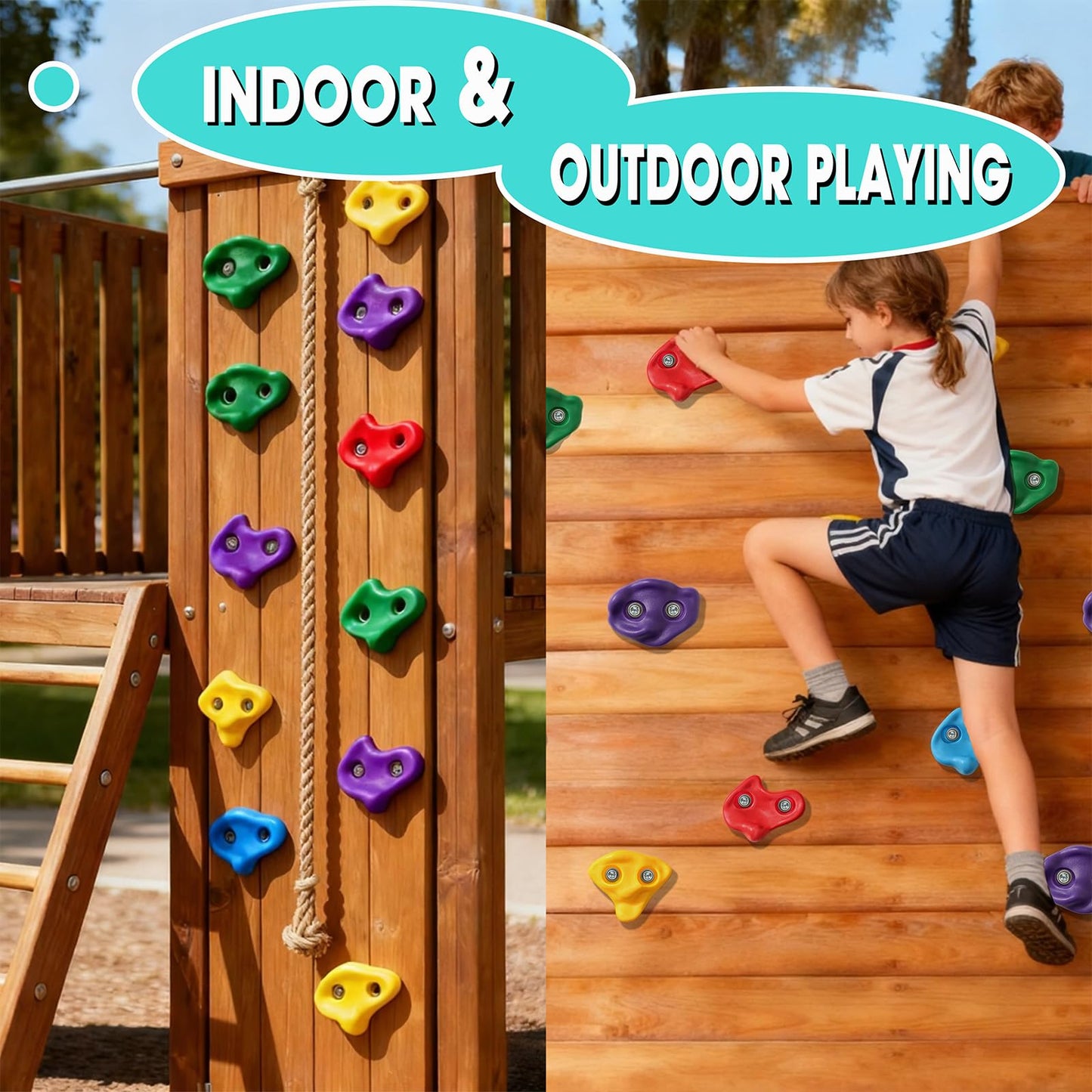 SREHRLY 25 PCS Large Rock Climbing Holds for Kids,Adult Rock Wall Holds Large Climbing Rock Wall Grips for Indoor and Outdoor Playground Play Set with Hardware