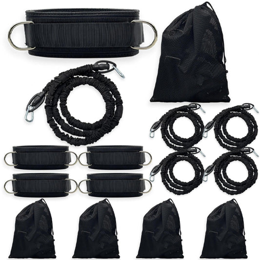 OKQX 5-Pack Zone Defense Resistance Band Kit, Basketball & Volleyball Agility Training Belt Kit – Resistance Band Speed & Coordination Trainer with Adjustable Waist Strap, Black