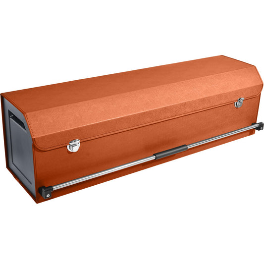 XCF Car Trunk Organizer, Collapsible Sturdy Trunk Storage Container with Lid and Handle Large Leather Car Trunk Storage (Orange, 39.7 x 11.4 x 12.2in)
