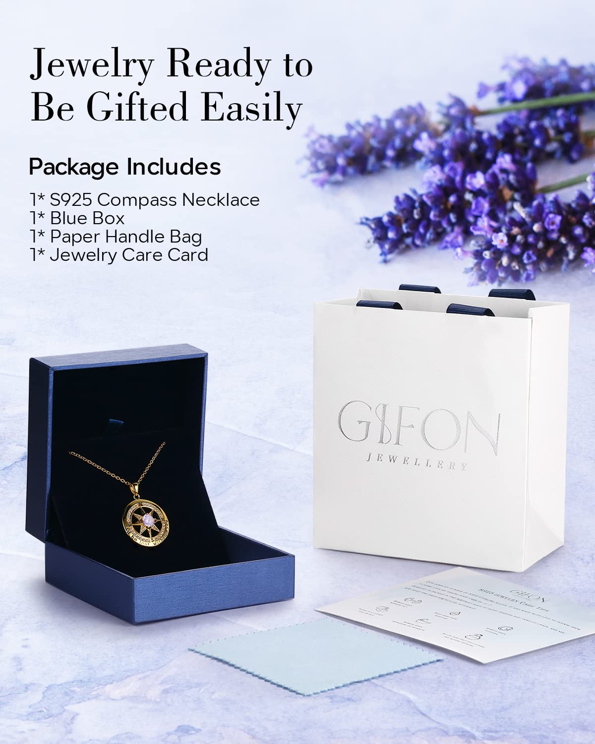 S925 Necklace Gift for Wife |Compass Jewelry |Women Anniversary |Sterling Silver |Girlfriend Birthday Necklaces for Her Valentines |I'd be Lost without You |Jewel 18K Gold June 06
