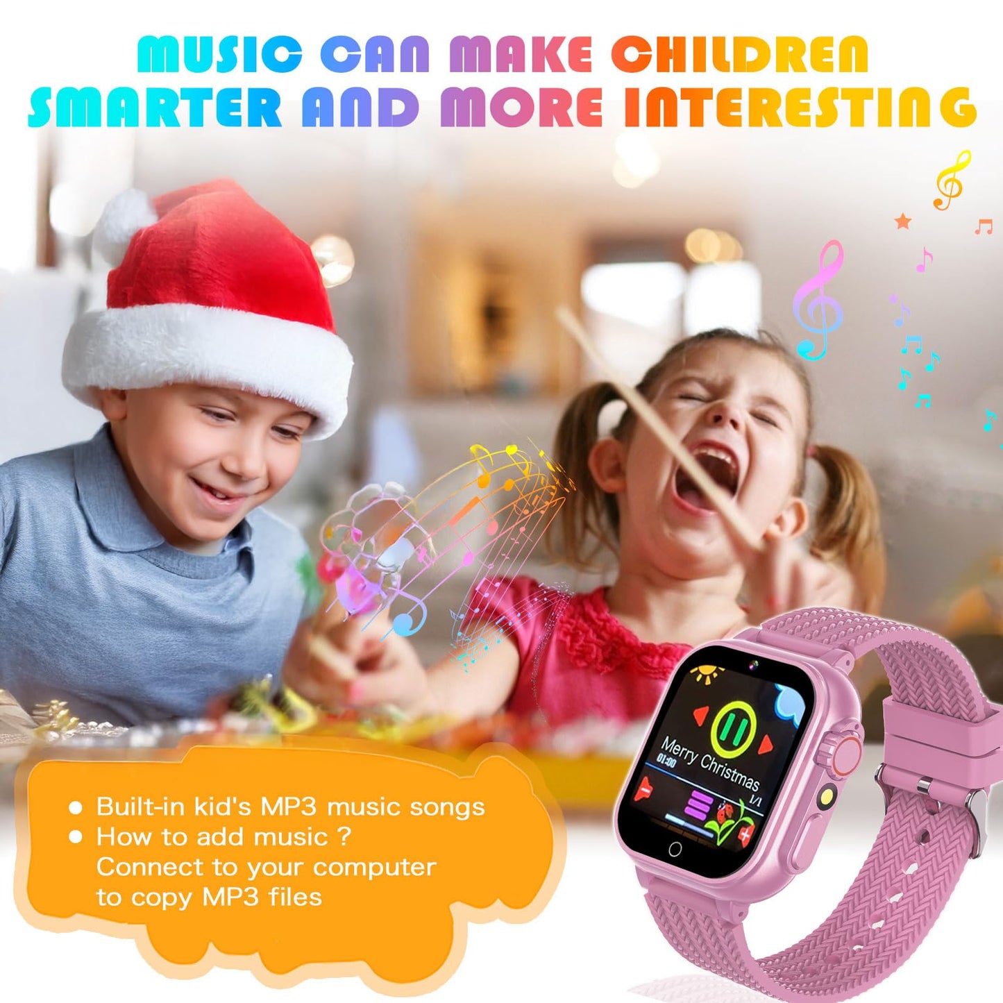 Goodatech Kids Smart Watch for Boys Girls, 1.54'' Smartwatch with 26 Puzzle Games, HD Camera, Video Music Player, Pedometer, Flashlight, Audio Book, Aluminum Case and Sport Band (Pink)