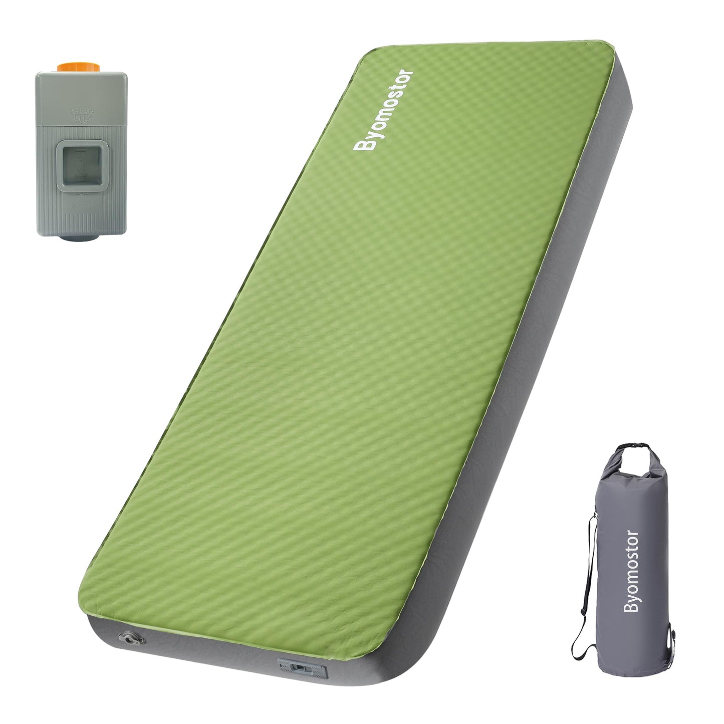 Byomostor 4" Ultra-Thick Foam & Air Camping Mattress with Built-in Rechargeable Air Pump, 9.5R Insulated Portable Foam Sleeping Pad for Car, SUV, Rooftop Tent – Single Size, All-Season Comfort