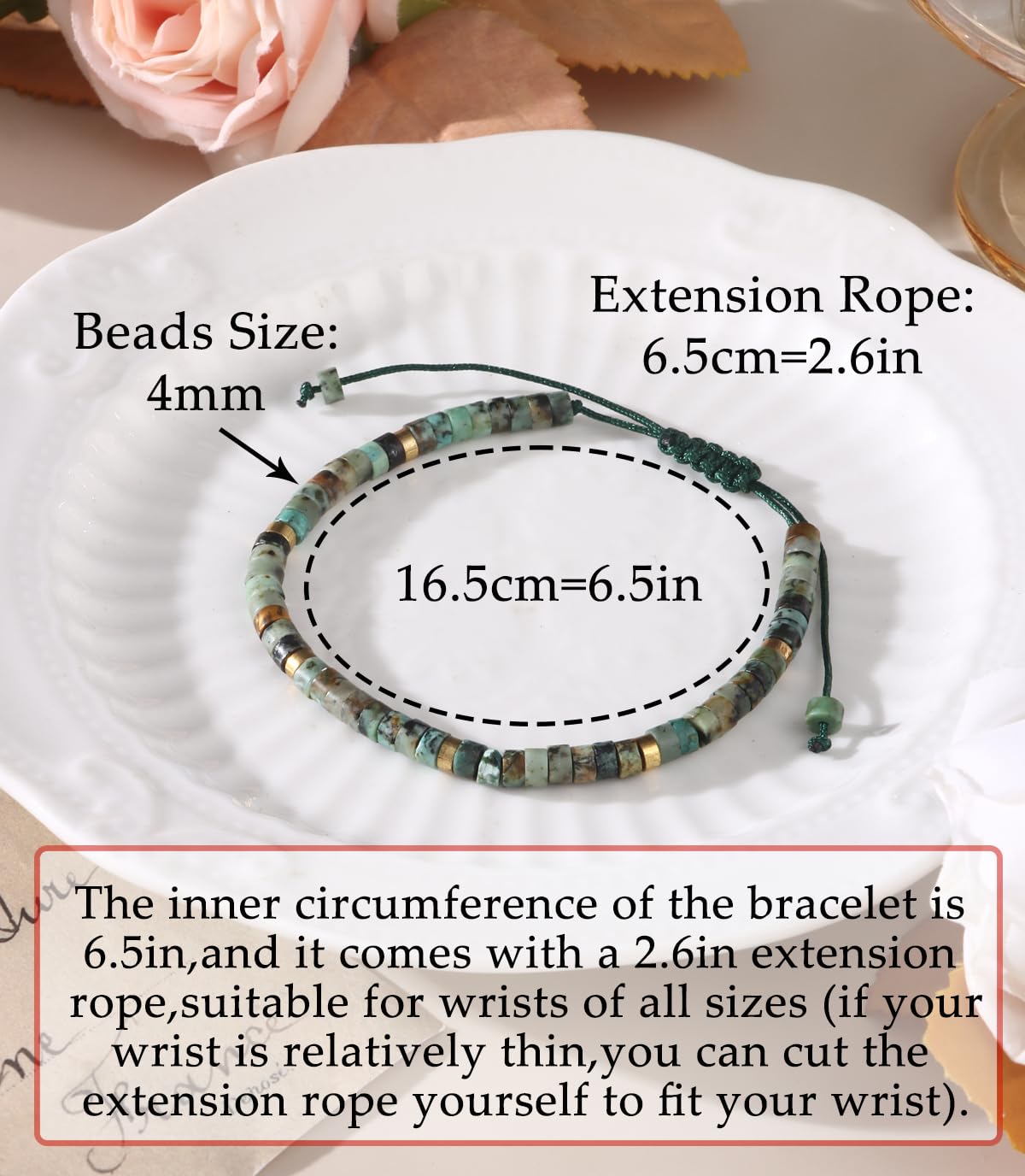 CASDAN Natural Crystal Healing Beaded Bracelet for Women Natural Stone Adjustable Braided Rope Bracelets Spiritual Inspirational Gifts Bracelets