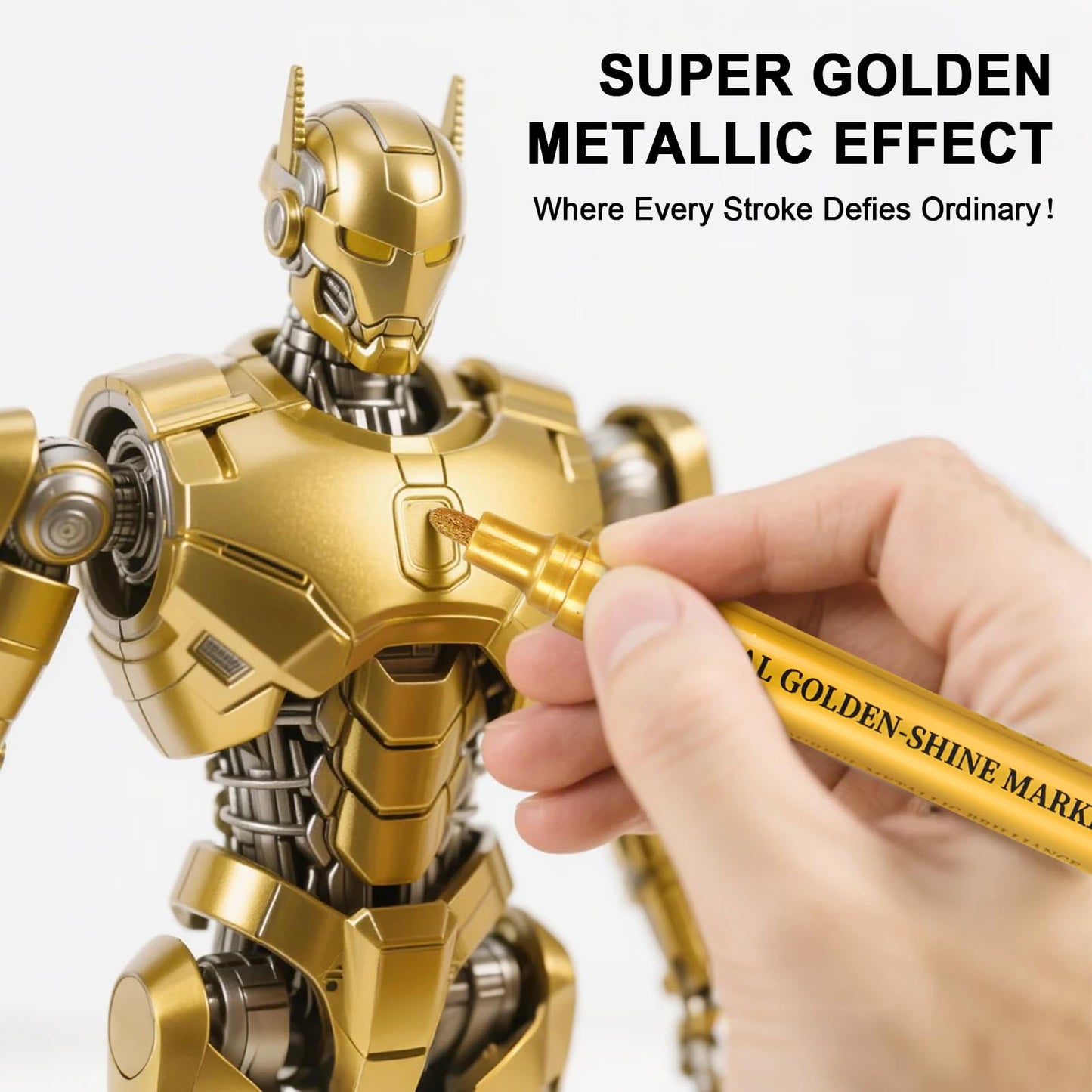 IVSUN Super Golden Metallic Markers, 18 Colors Glitter Acrylic Paint Pens for Black Paper, Rock, Glass, Wood, Scrapbooking, Photo Albums, Card Making, DIY Crafts Supplies, Easter Basket Stuffers