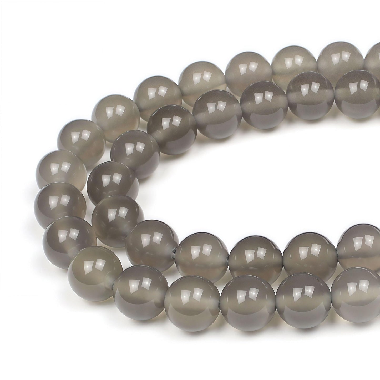 MJDCB 7A Natural Grey Agate Gemstone Round Stone Beads for Jewelry Making DIY Bracelet Necklace (10mm)