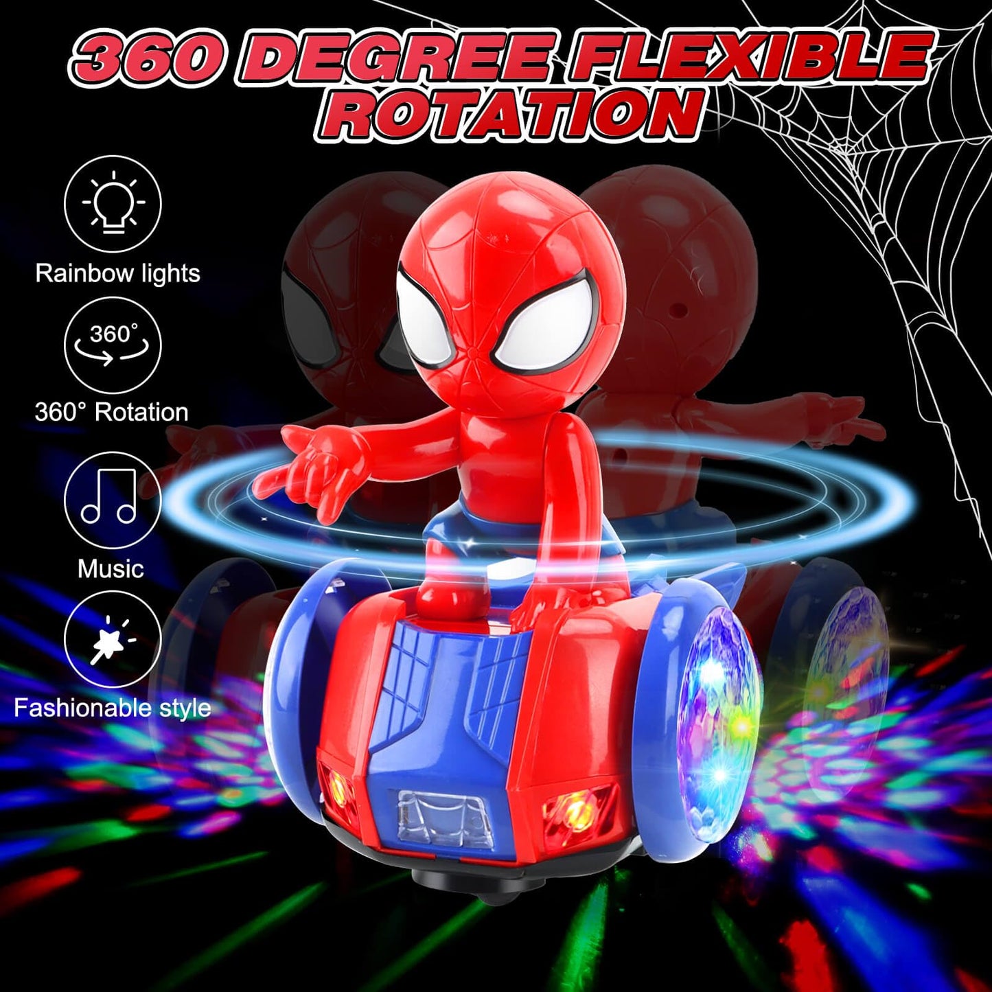 YOTOY Dancing Robot Spider Toys for Kids, Lights & Music, Automatic Steering, 360 Degree Flexible Rotation, Toy Cars for Toddlers, Birthday Gift for Ages 3 4 5 6 7 8 Years Old Boys