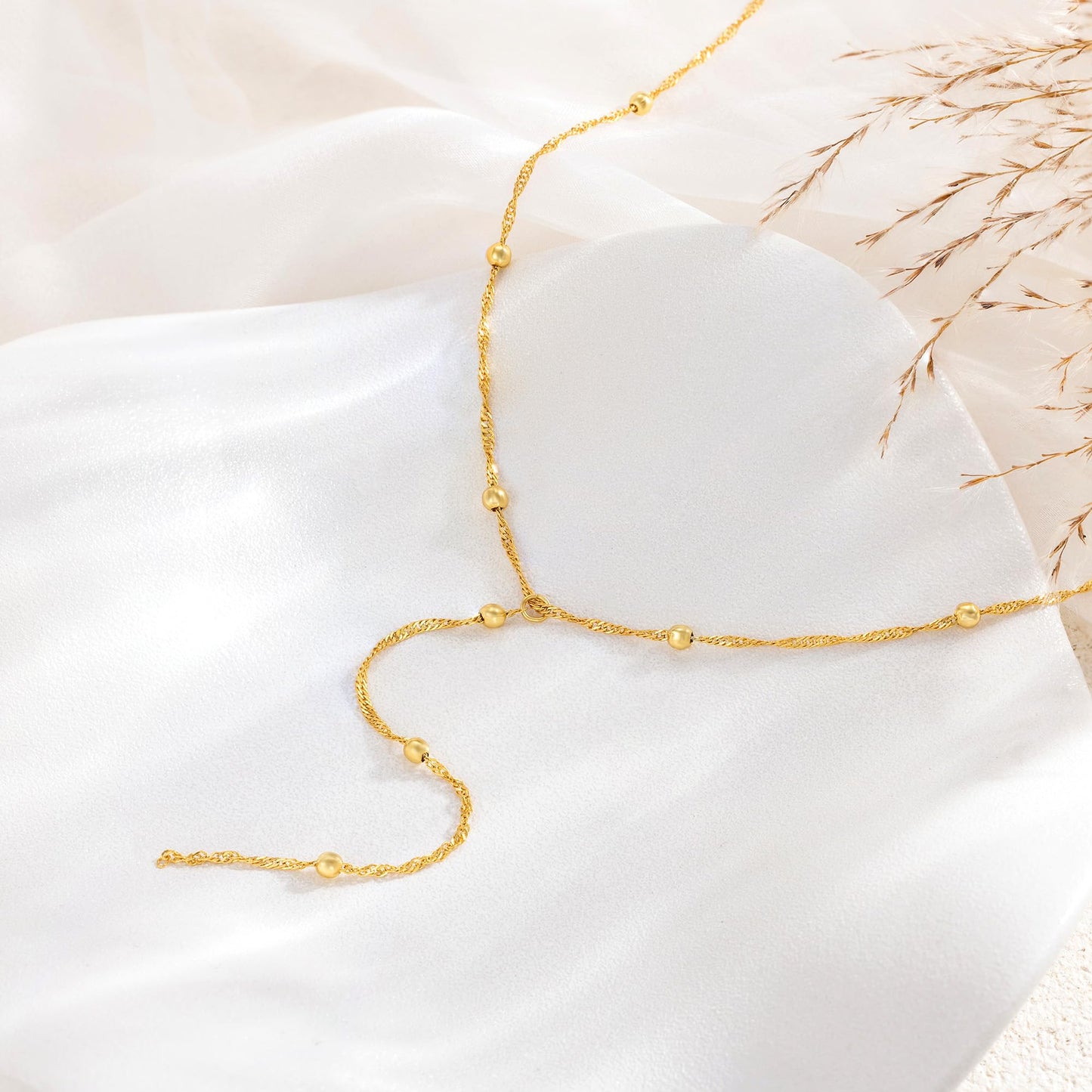 Tewiky Lariat Necklace for Women, Dainty Gold Long Necklaces 14k Gold Plated Heart Pearl CZ Teardrop Pendant Necklace Simple Drop Necklace Trendy Y Necklace Fashion Jewelry for Women