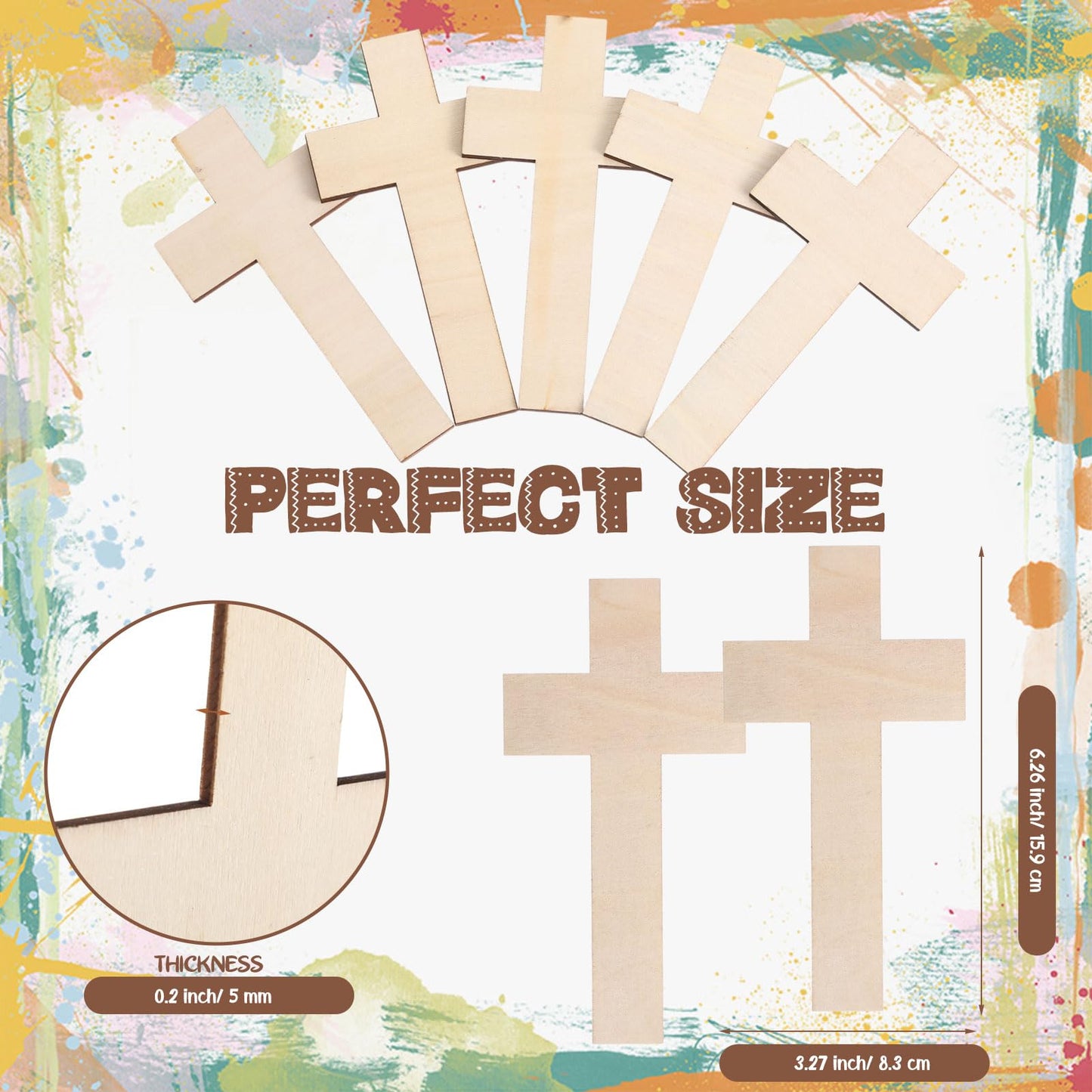 Gerrii Wooden Cross for Craft Unfinished Cross Shaped Religious Cutout Bulk Nativity Baptism Centerpiece Ornaments DIY Project Church Sunday First Communion(6 x 3 Inches,24 Pcs)