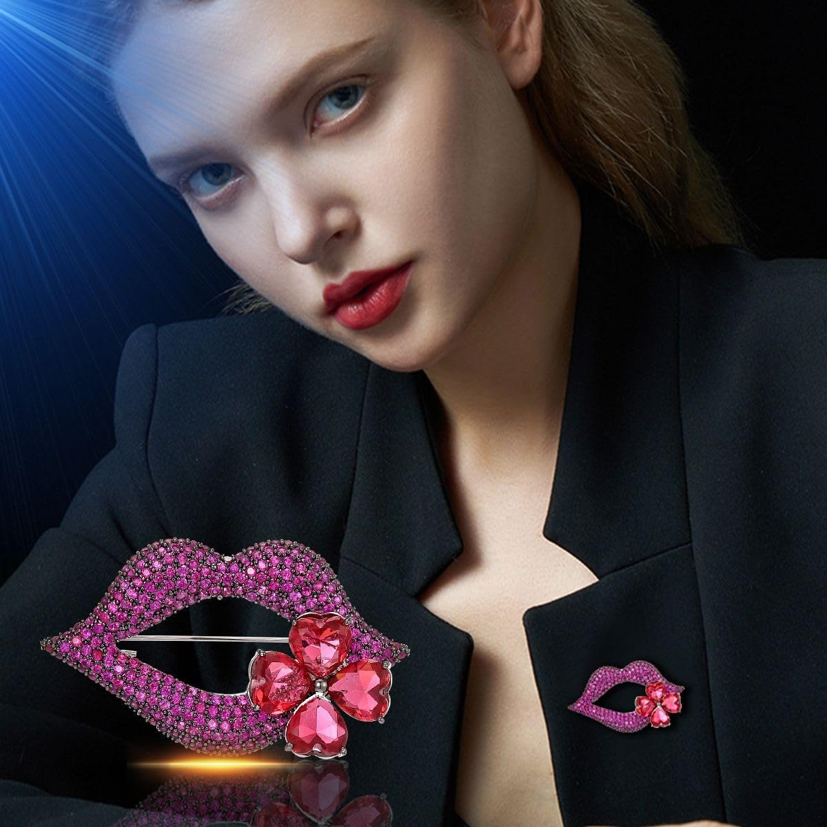 AILONMEI Brooches And Pins For Women Fashion Elegant Flower Broches Lady Costume Jewelry Brooch Pins (Lip)