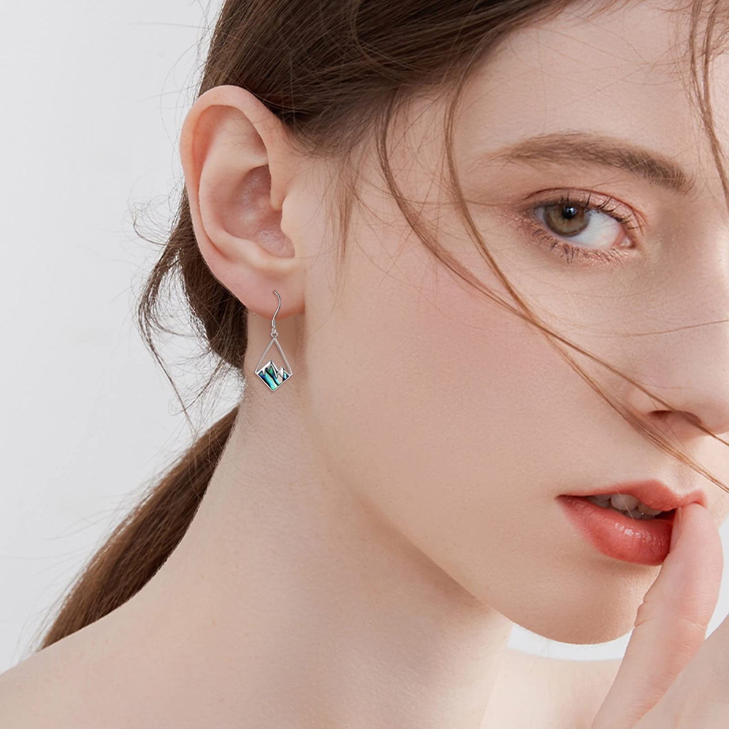 AOBOCO Silver Mountain Earrings - Sterling Silver Faith Dangle Earrings for Women - Christian Jewelry - Mothers Day & Birthday Gifts for Mom (Abalone Mountain Hooks)