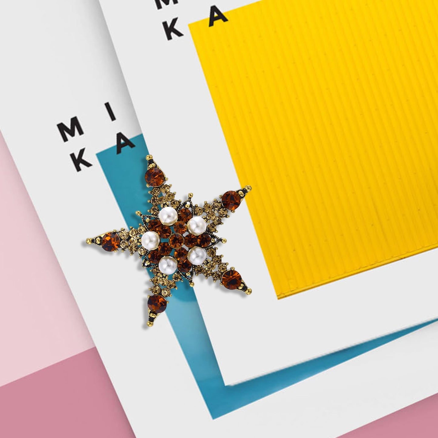 Crystal Flower Brooch Pins for Women Elegant Enamel Rhinestone Floral Brooches Pin Fashion Jewelry for Party Dance Wedding Banquet Brooch for Women Gift (Crystal Star)