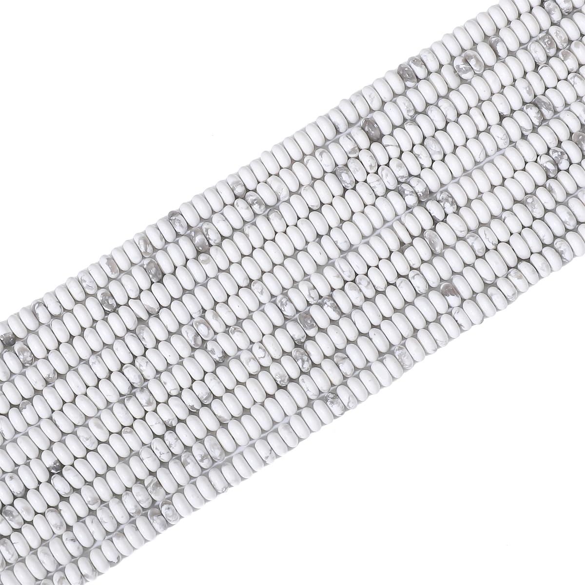BEADIA Natural White Howlite Disk Stone Beads 4x2mm 160pcs Rondelle Loose Semi Gemstone Beads for Jewelry Making Design