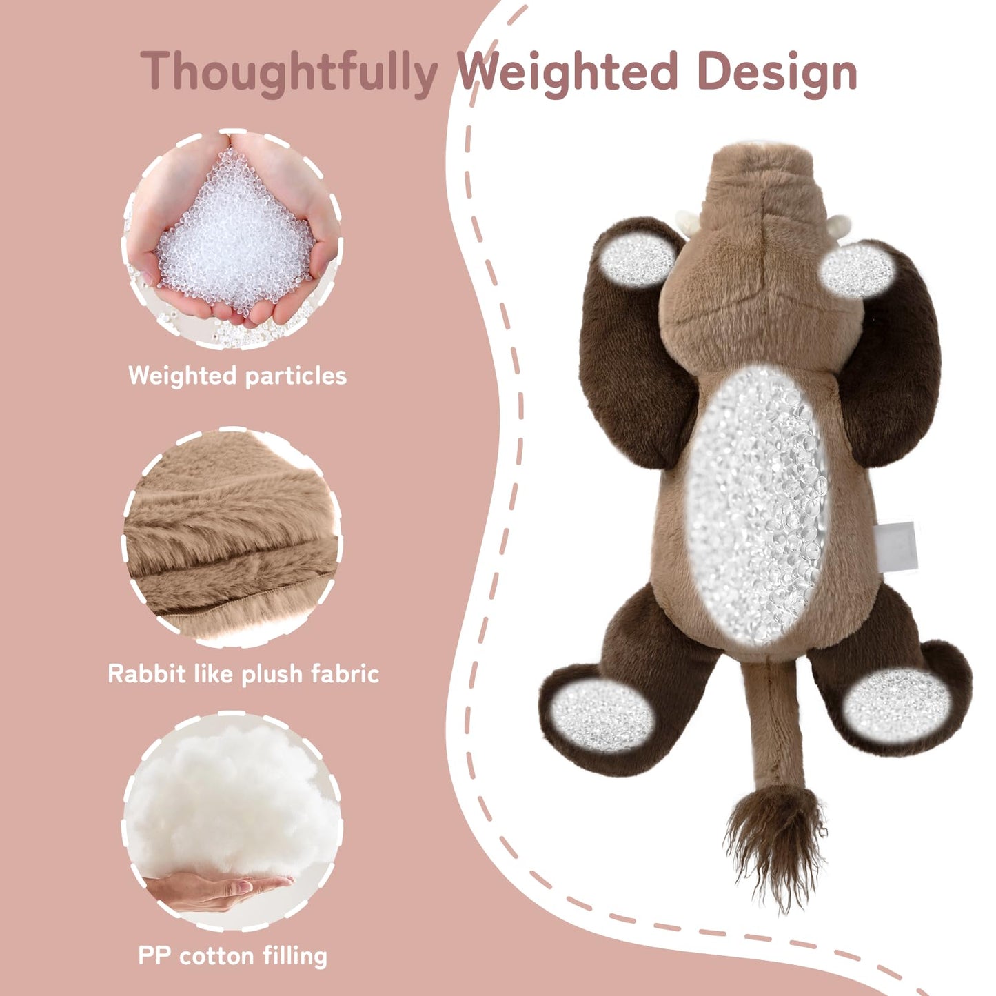 Niuniu Daddy Weighted Wild Boar Stuffed Animal for Kids & Adults, 20 Inch 3.3lb Large Plush Toy with Soft Fur, Weighted Plushies Pillow for Sensory Calm, Huggable Gift for Everyday Comfort