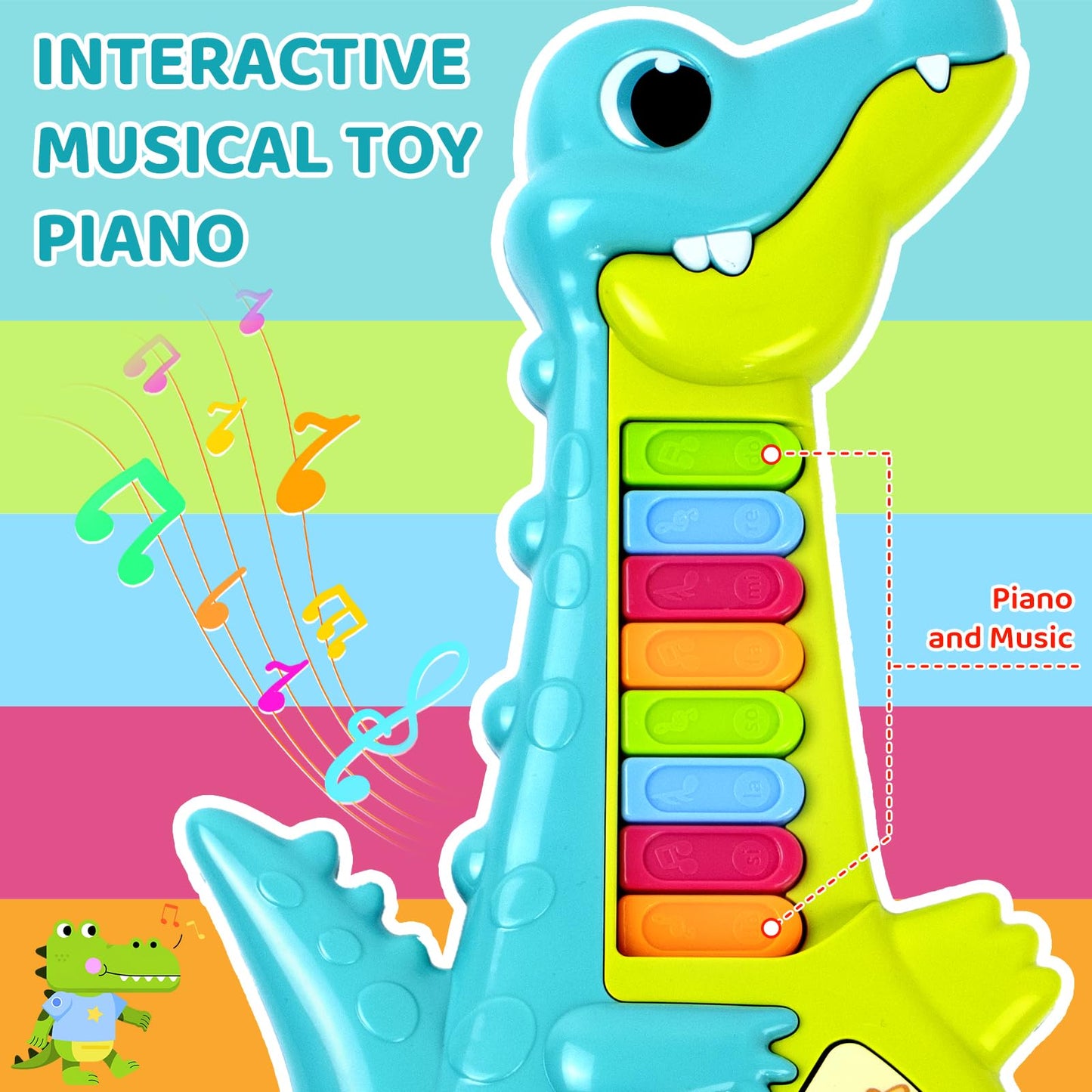 Marstone Toddler Toys for 1 2 Year Old Boy Gift: Baby Musical Toys 12-18 Months, Educational Learning Piano Guitar for Baby 1-3 with Animals and Sounds, 1st First Birthday Gifts for Kids, Girls