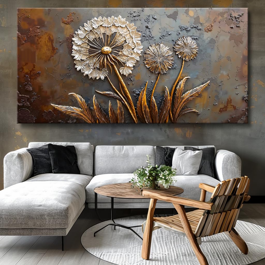 Large White Flower Wall Art with Taupe Background Elegant Flower Framed Floral Canvas Print for Living Room, Bedroom, Dining Room, Home Office Modern Ready to Hang Home Decor - 30"x60"