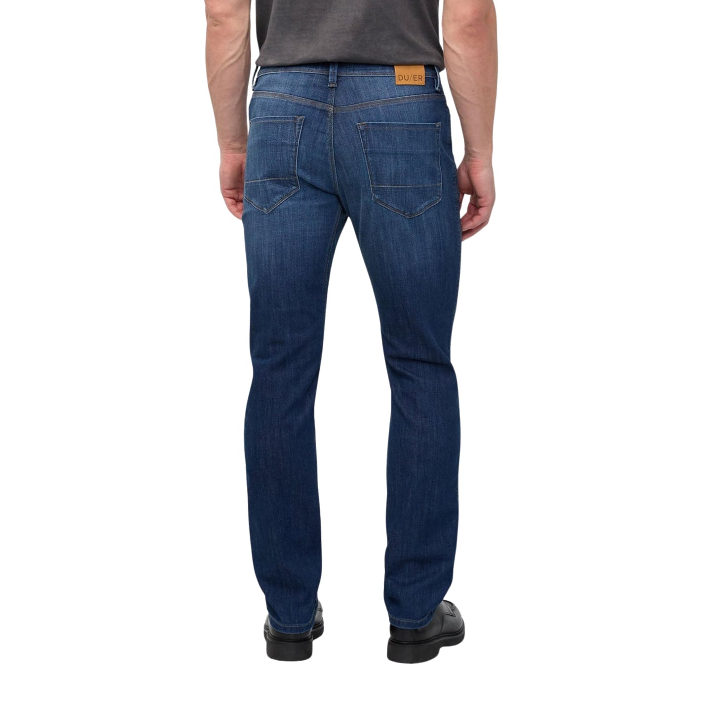 DUER Men's Performance Denim Slim Straight, Stretch Pants, Durable Work Comfort, Active Travel Gear, Ocean Swell (32W x 30L)
