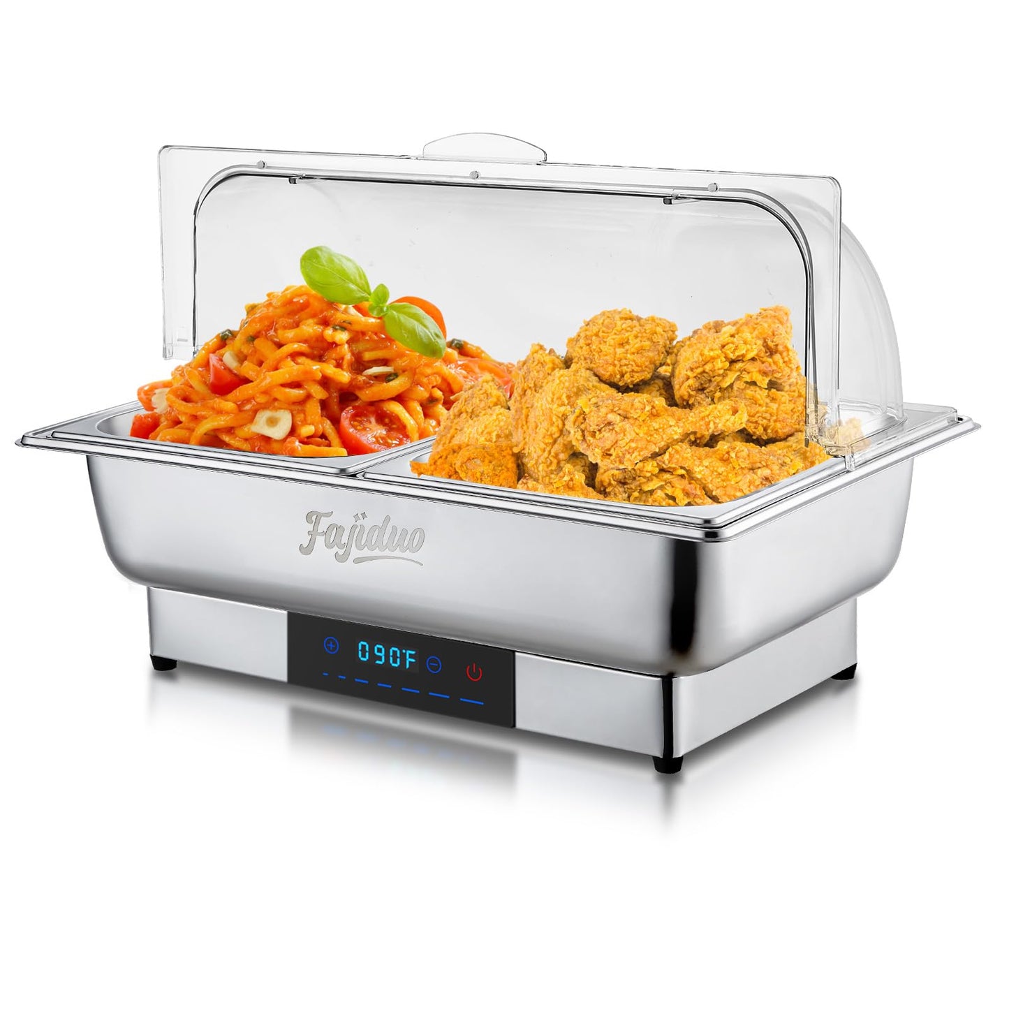 Electric Chafing Dish, 2X4.5QT Buffet Servers and Warmers, Stainless Steel Chaffing Dishes with Temperature Control Display, Commercial Food Warmers for for Parties, Catering, Buffets