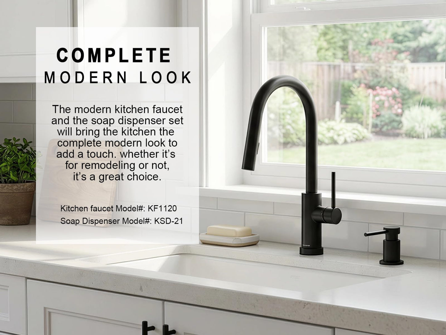 Lava Odoro Matte Black Kitchen Faucet with Pull Down Sprayer, Modern Kitchen Sink Faucet Single Hole Black Faucet for Kitchen Sink with 2-Function Spray Head, Deck Plate Included, KF1120-MB