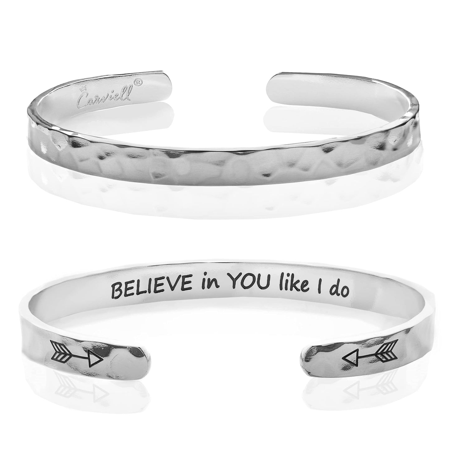 Carviell Bracelets Inspirational Gifts For Women, Engraved, Personalized Cuff Bracelet for Teens, Friends, Sister, Cousin, Colleague, Motivational Womens Gift Jewelry, Believe in You