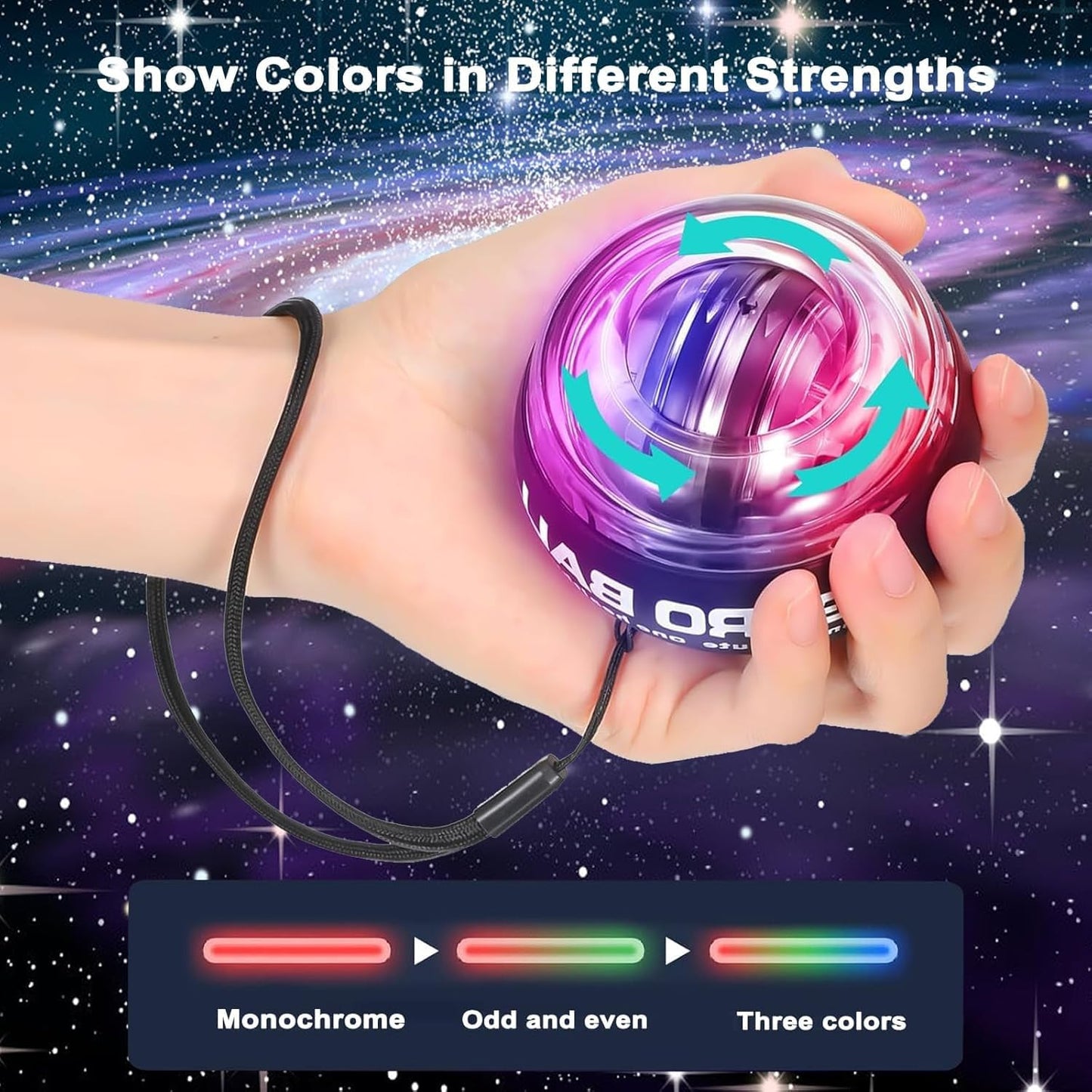 Torque Ball Hand Exerciser - Self-Starting Wrist Power Gyro Balls with Auto-Start Colorful LED Lighting, 2026 Internal Resistance System Torque-Ball (Red)
