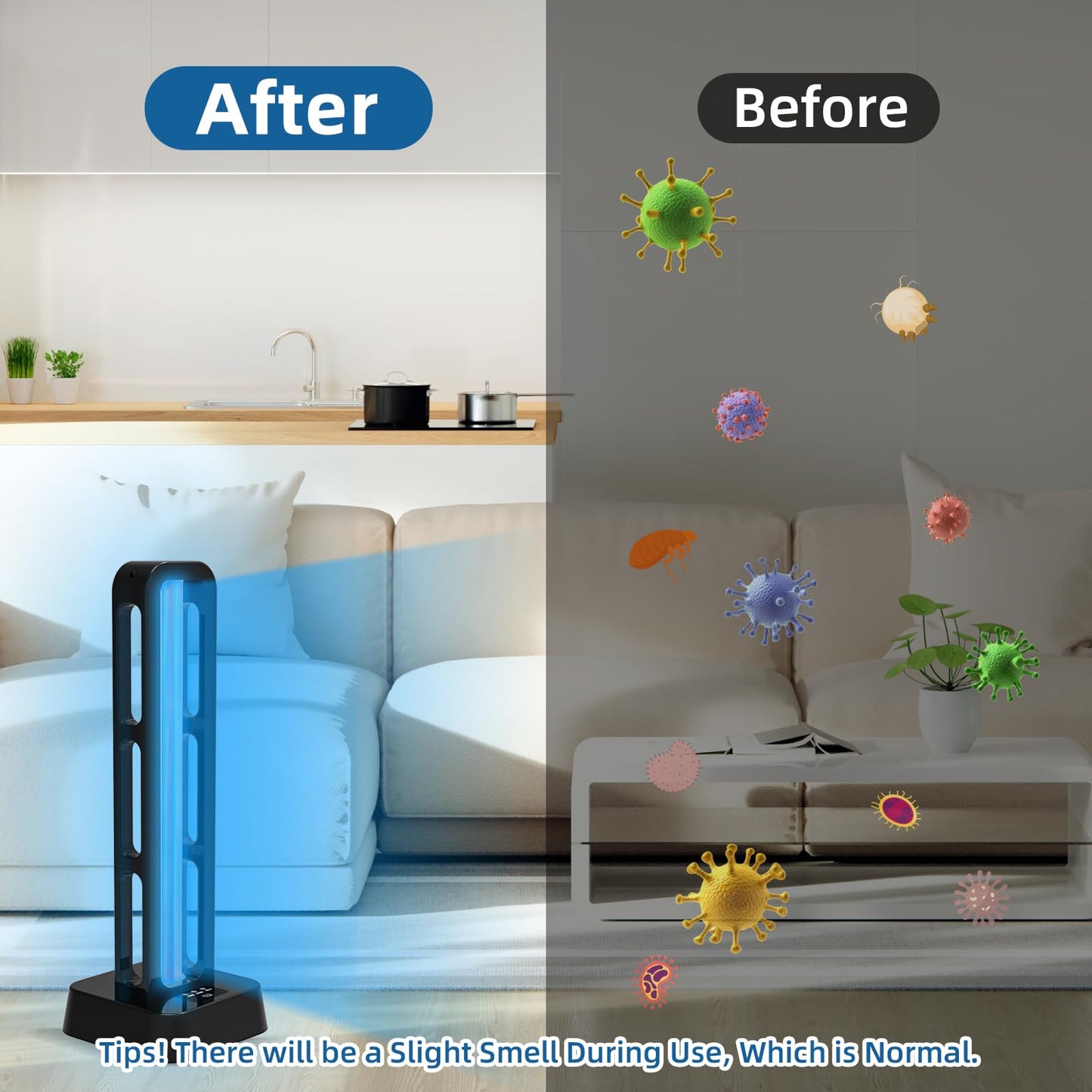 Zyntieu 39W UV Light Sanitizer with Remote Control and 3 Timers – Ozone Free Home Disinfection Device, Kills Germs, Viruses, Mold and Dust Mites – Whole Room Ultraviolet Light for Home and Office