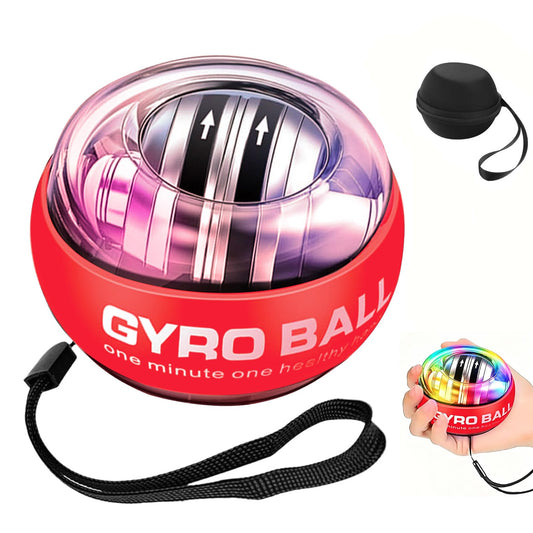 JWKPA Torque Wrist Trainer Ball,Gyro Ball Hand Exerciser,Gyroscopic Wrist Forearm Strengthener Exerciser, Auto-Start Colorful Lighting,Designed for Fitness Enthusiasts and Office Workers(Red)