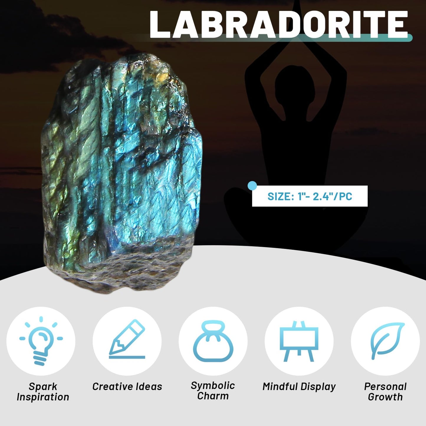 1.1lb Bulk Raw Labradorite Rough Crystal-Natural Labradorite Raw Stones Crystal for Tumbling, Cabbing, Fountain Rocks, Decoration, Polishing, Wire Wrapping, Wicca & Reiki Crystal Healing