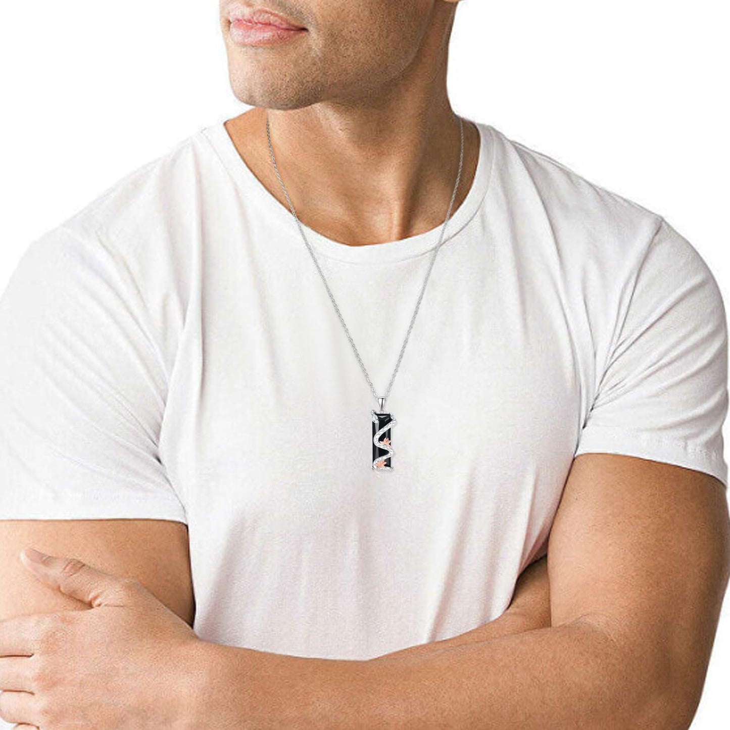 AENEAS Prime 2025 Men's Snake Necklace Sterling Silver Snake Pendant Black Crystal Flower Graduation Jewelry Gifts for Him Men Women