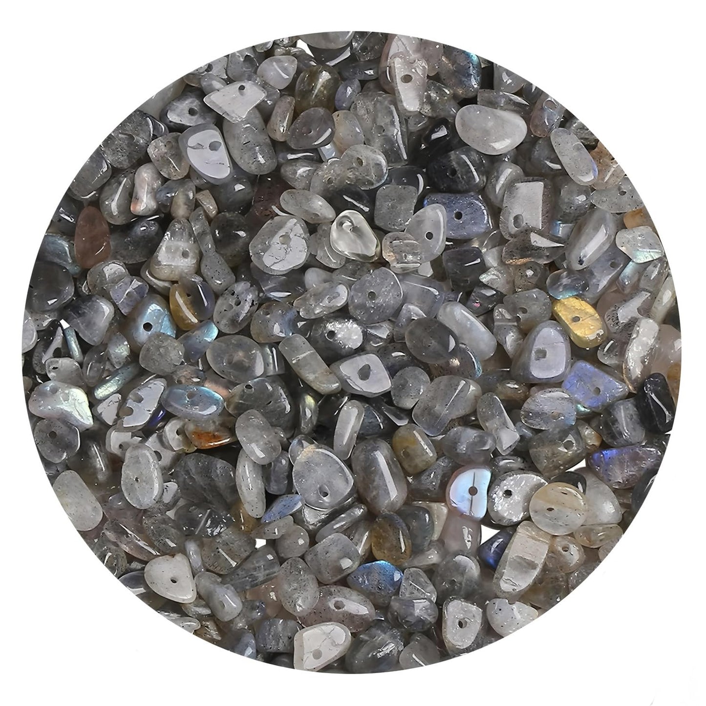 Natural Chip Stone Beads 450pcs Labradorite Chips 5-8mm Genuine Real Irregular Healing Crystal Rocks Hole Drilled DIY Loose Gemstone Beads for Jewelry Making Bracelet Earrings Necklace Crafting