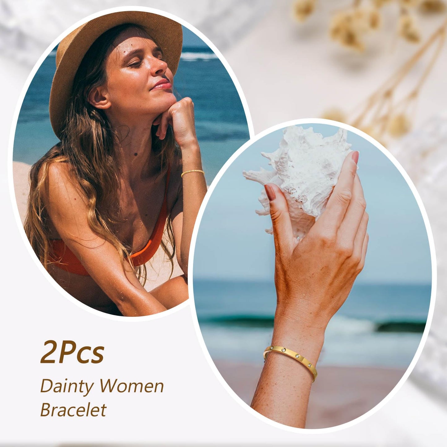 MPRAINBOW Gold Bracelets for Women, 2Pcs 18K Gold Plated Cubic Zirconia Bangle Crystal Friendship Bracelet Jewelry,Wedding Party Christmas Birthday Gift for Girlfriend Sister Daughter