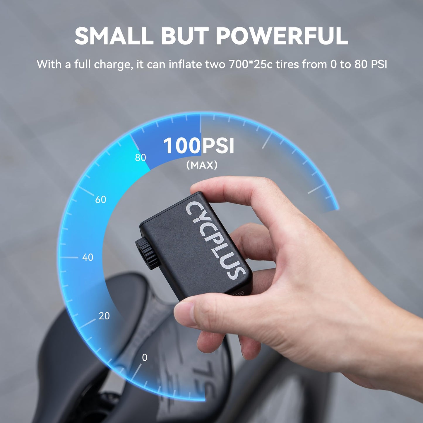 CYCPLUS AS2 Tiny Pump Bike Pump Portable Ultra-Mini 100PSI Electric Bicycle Pump Type-C Rechargeable Battery, No Pressure Display(Black)