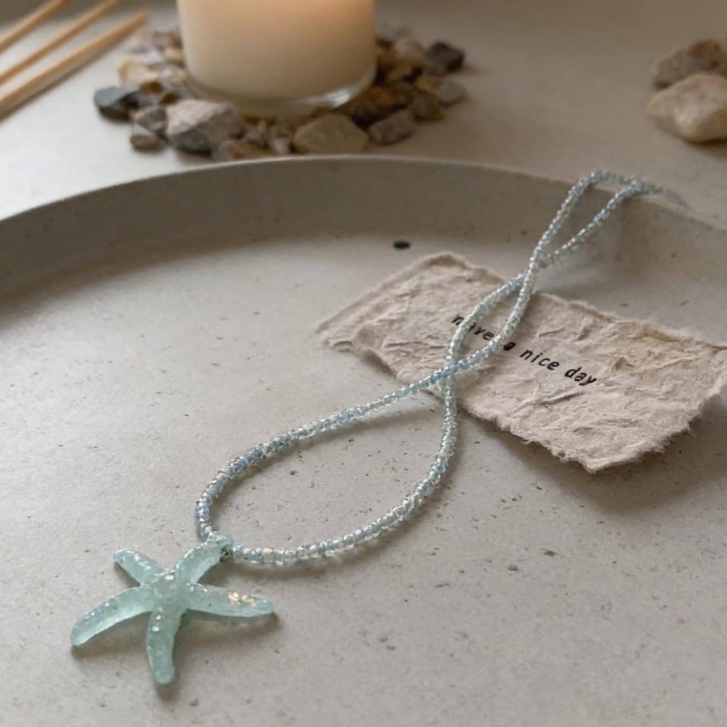 Peraca Cris Sea Shell Necklace Starfish Pendant Necklace for Women Colorful Summer Vacation Jewelry for Women Small Candy Beaded Necklaces Boho Jewelry Lime Green Pink Accessories Gifts