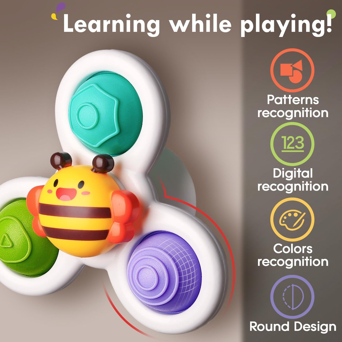 ALASOU 3PCS Pop Suction Cup Spinner Sensory Airplane Travel Toys for 1 Year Old Boy Girl Infant Toddlers|Novelty Spinning Tops 12 18 Months|1 2 Year Old Boy Birthday Gift|Baby Bath Toy Kids Ages 1-3