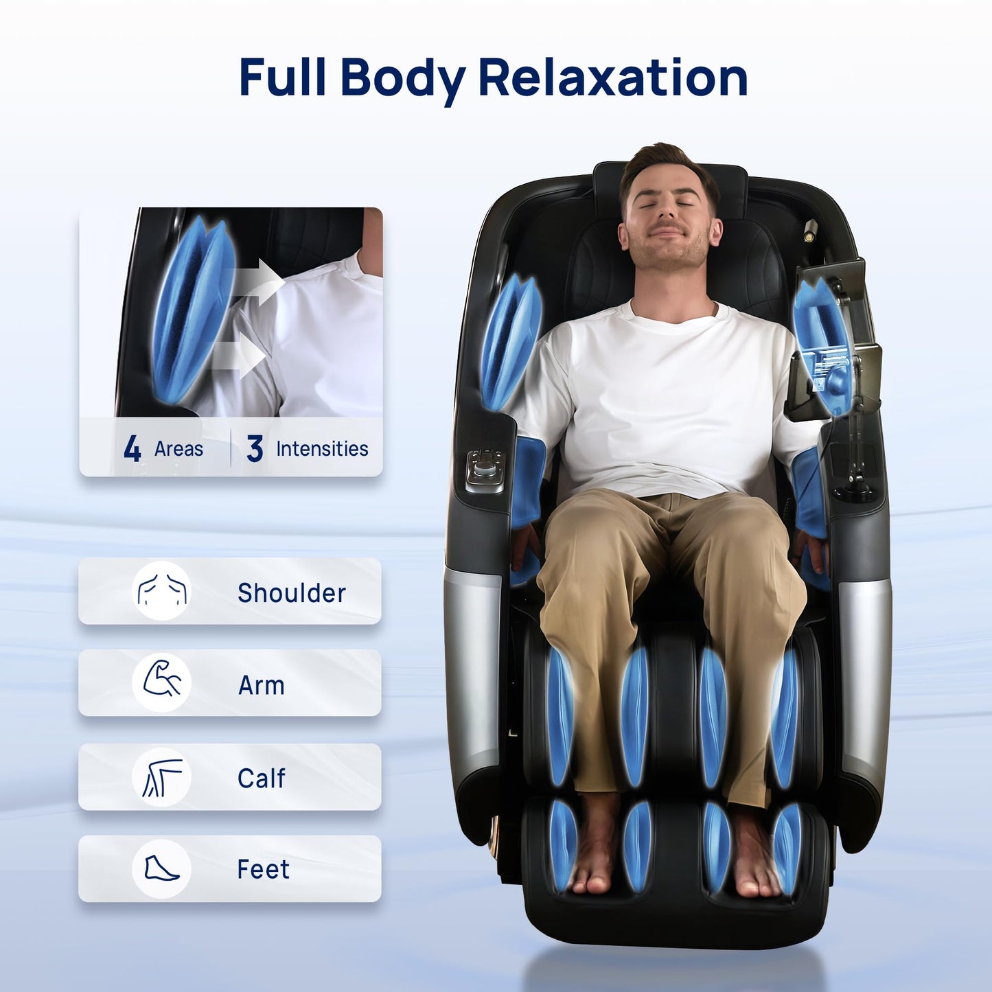 Lifevibe 3D Massage Chair Full Body VibroAcoustic Sonic Wave, SL-Track Zero Gravity Recliner with 25 Auto Modes, Smart Body Scan, Extendable Footrest, Reading Lamp, Black